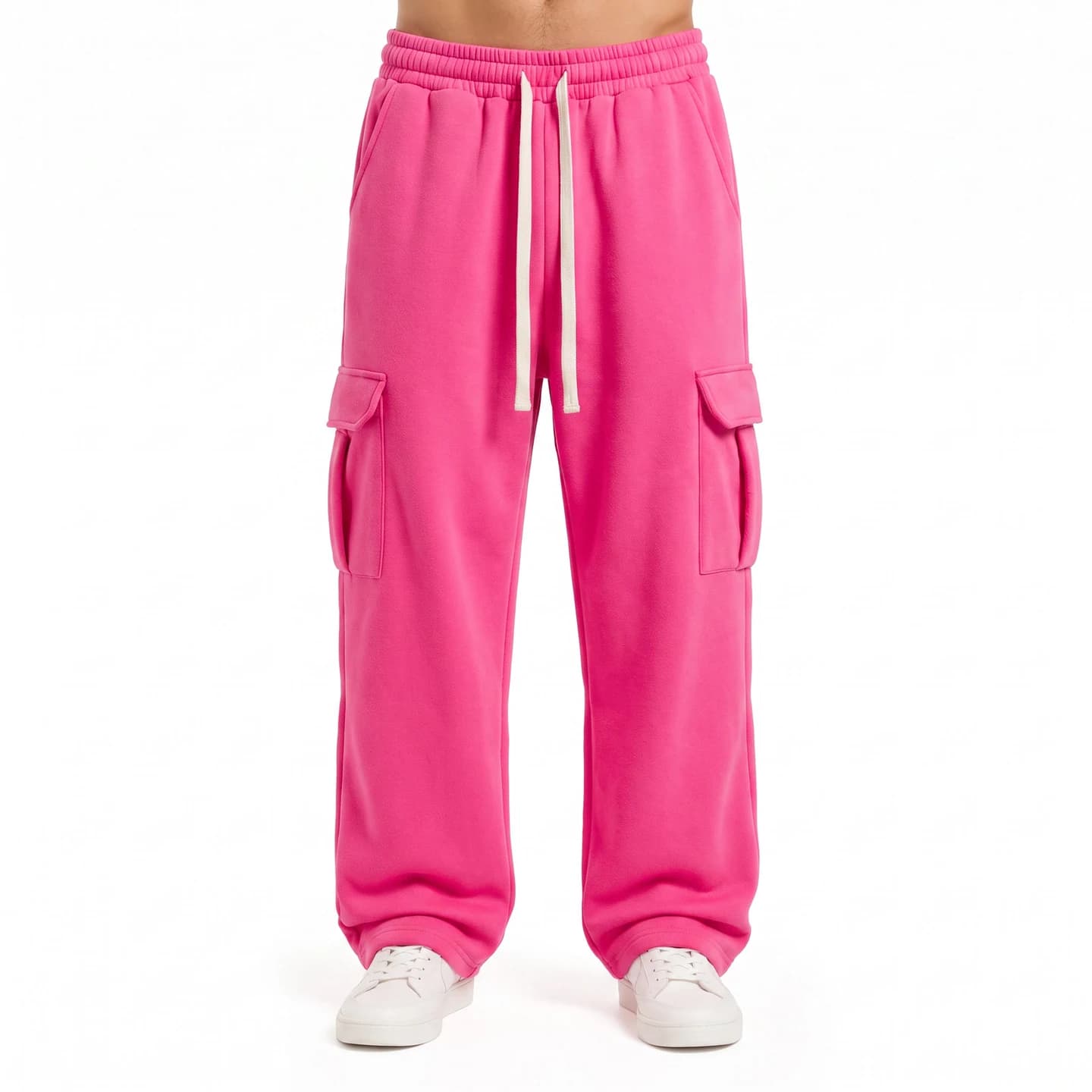 Relaxed Cargo Sweatpants in Hot Pink, relaxed men's fit
