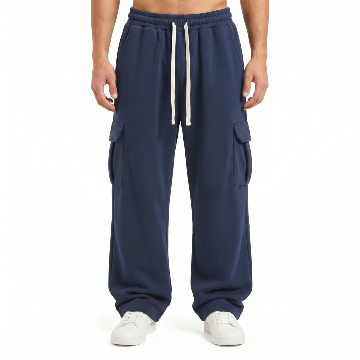 Relaxed Cargo Sweatpants in Navy, relaxed men's fit