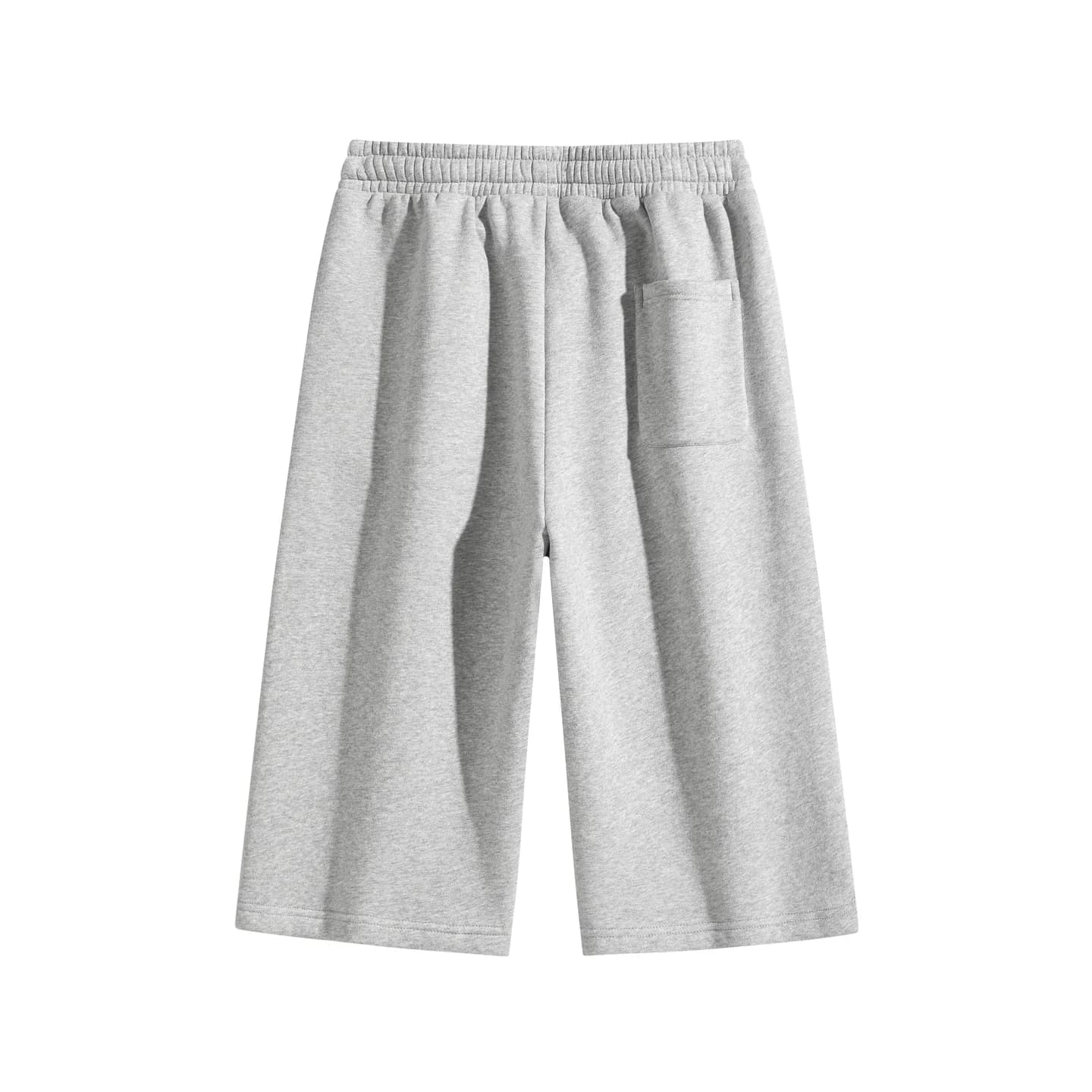 Curved-Seam Longline Shorts in Heather Gray, back flat lay