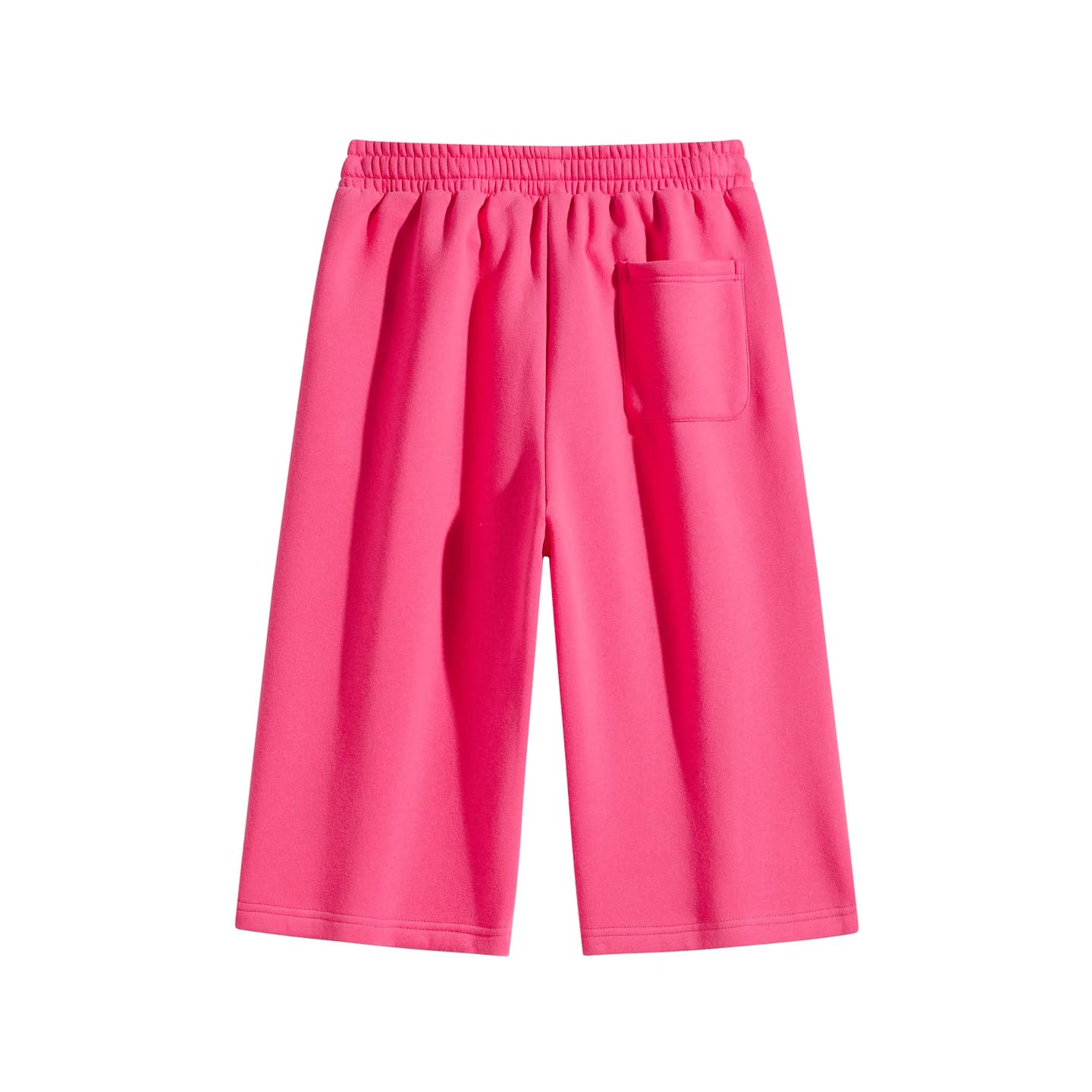 Curved-Seam Longline Shorts in Hot Pink, back flat lay