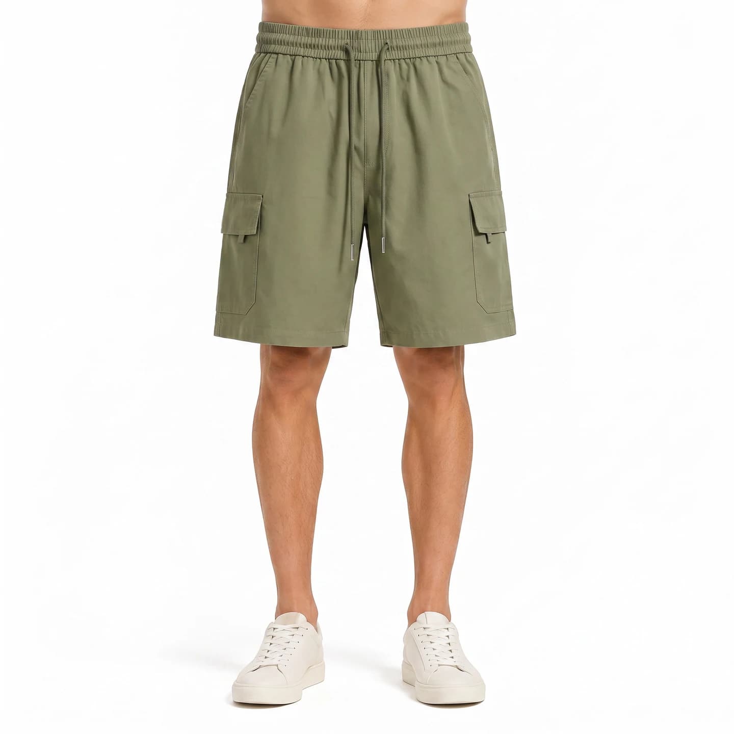 Utility Cargo Shorts in Army Green, relaxed men's fit