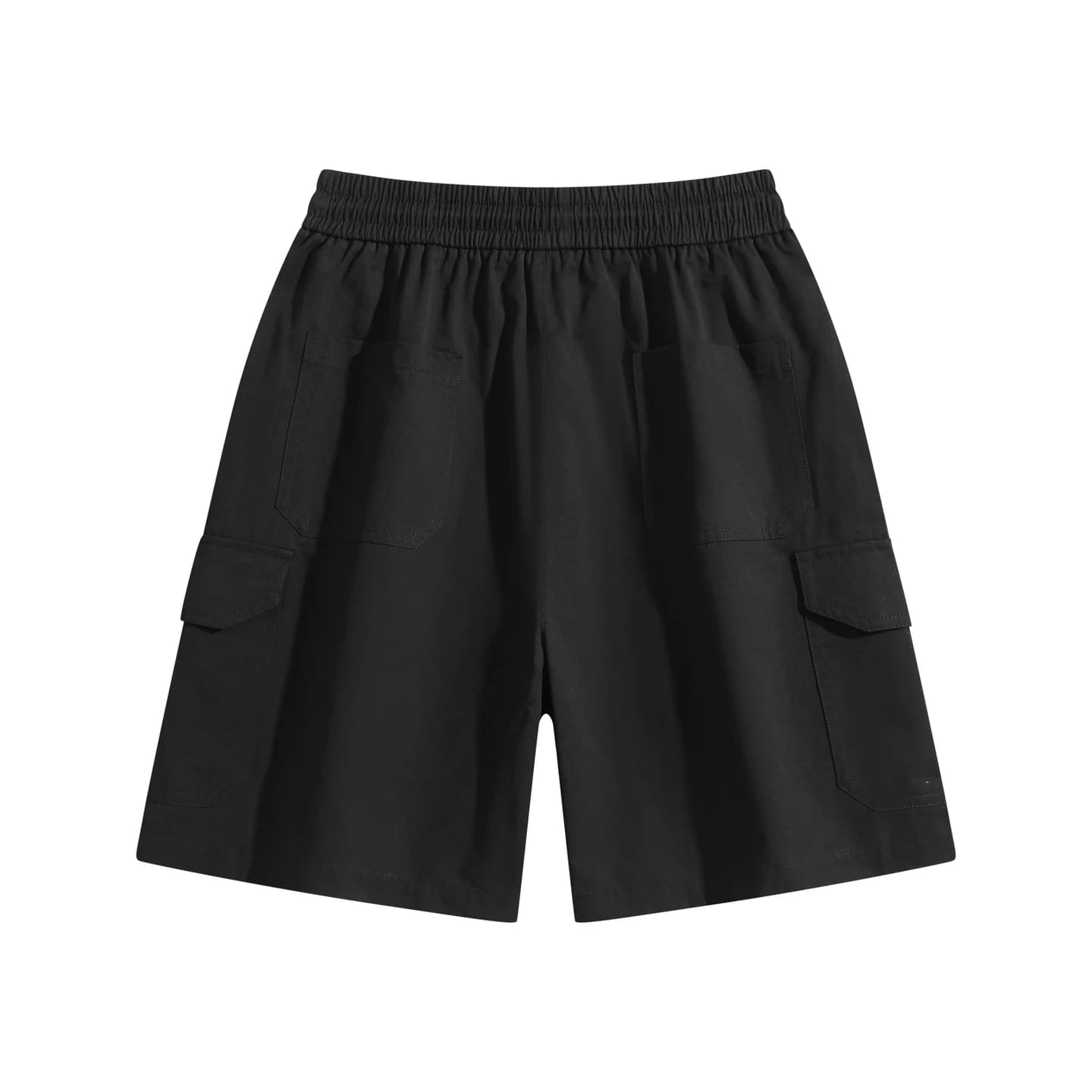 Utility Cargo Shorts in Black, back flat lay