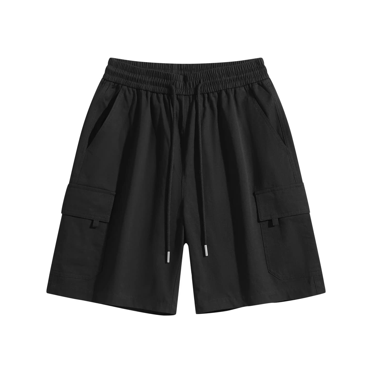 Utility Cargo Shorts in Black, front flat lay
