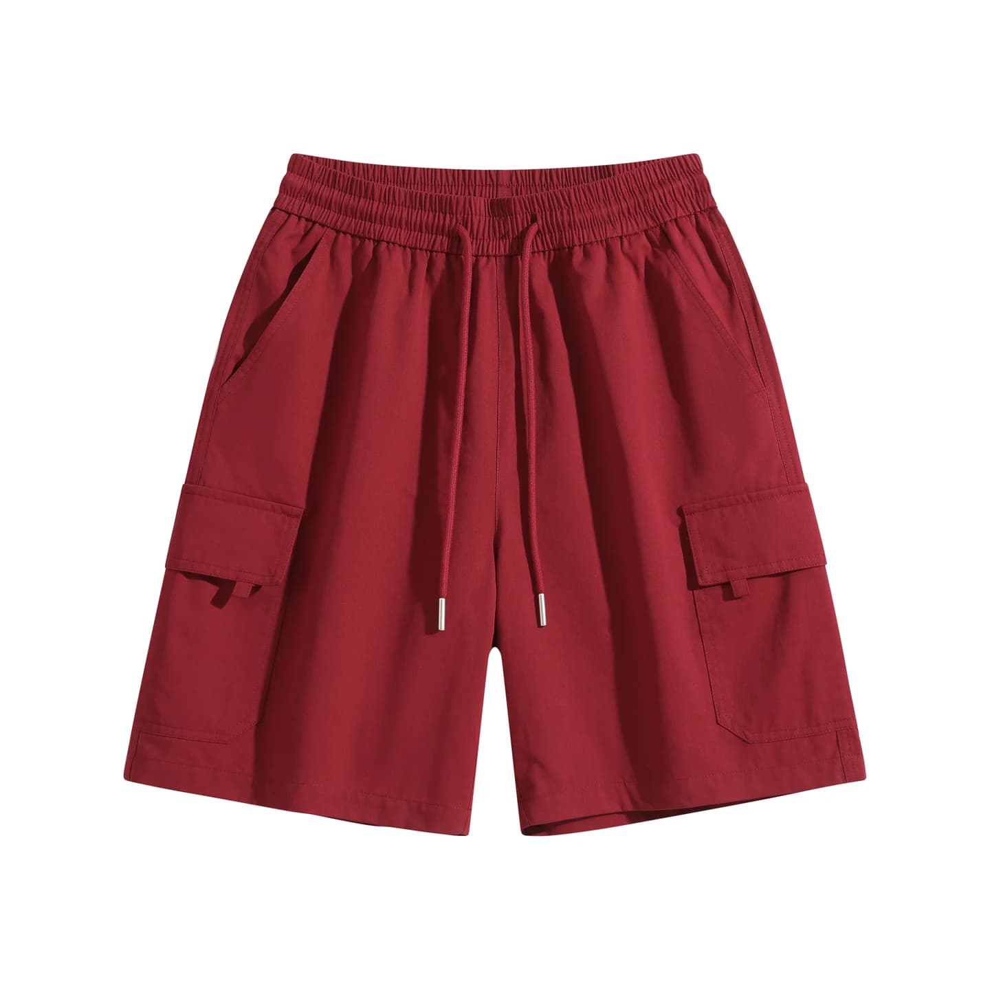 Utility Cargo Shorts in Deep Red, front flat lay
