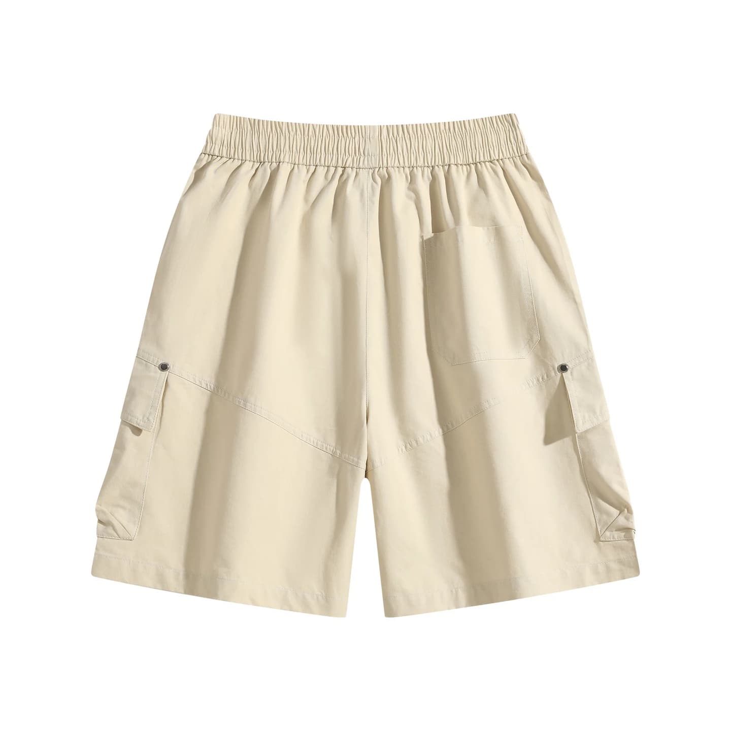 Flap Pocket Cargo Shorts in Ivory, back flat lay