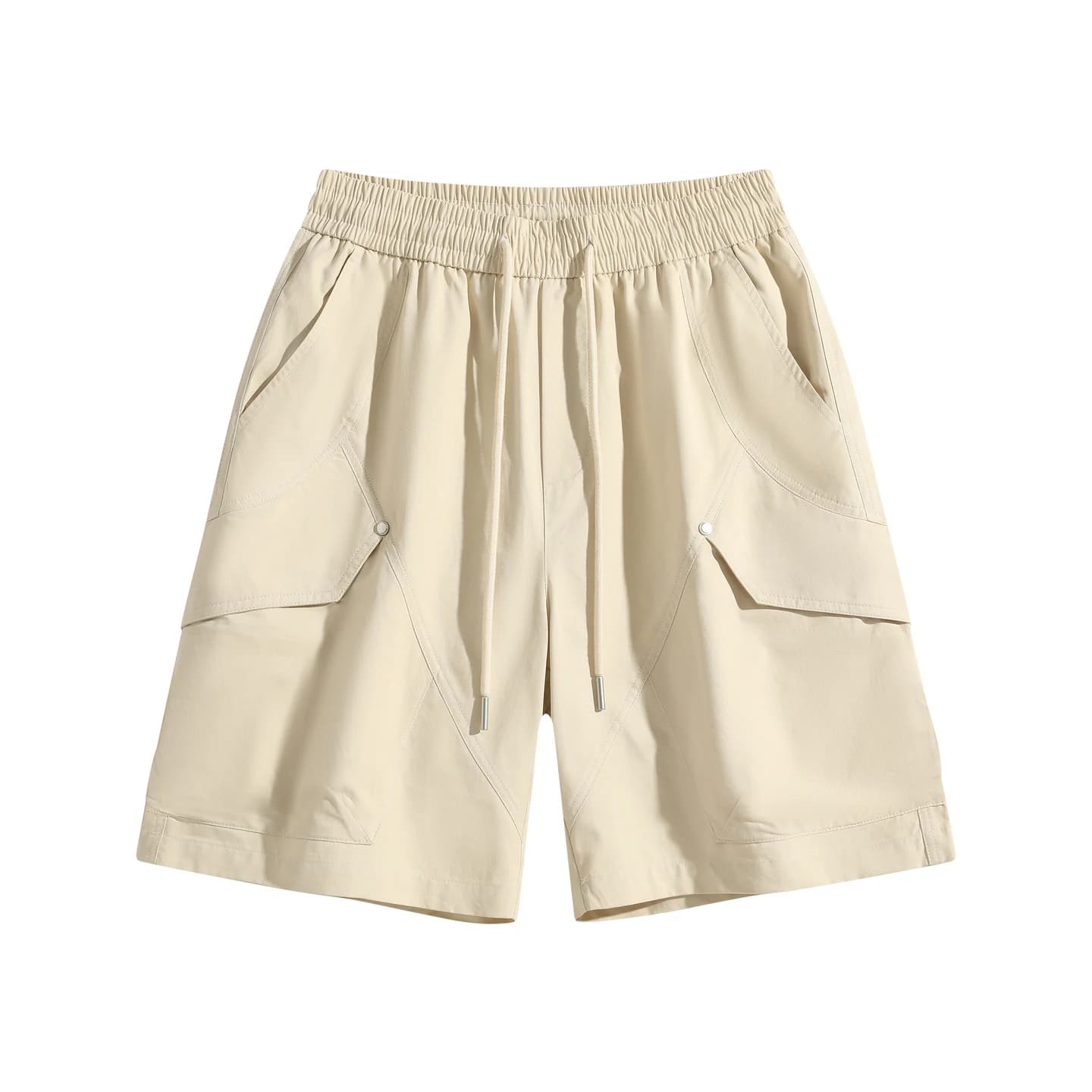 Flap Pocket Cargo Shorts Ivory, front flat lay