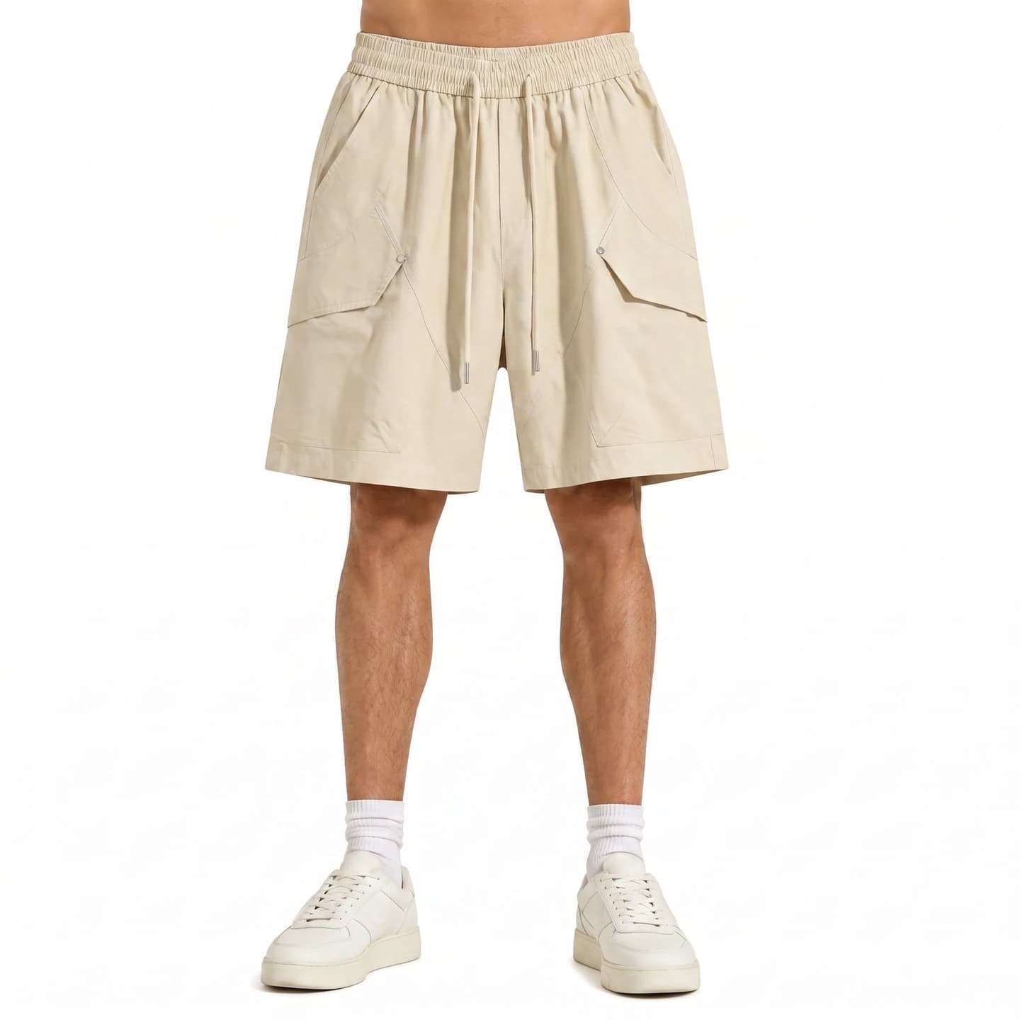 Flap Pocket Cargo Shorts in Ivory, relaxed men's fit