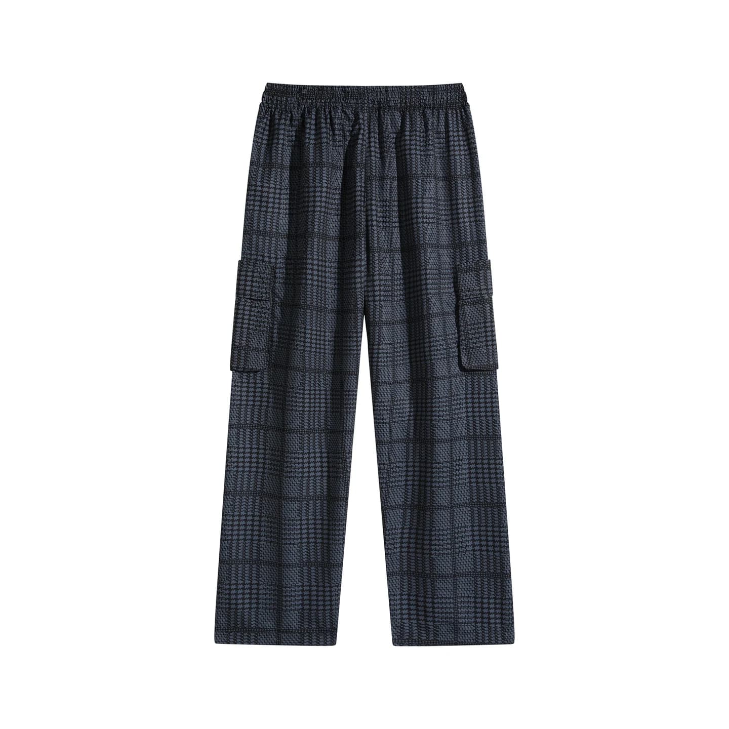 Relaxed Plaid Pants in Navy Plaid, back flat lay