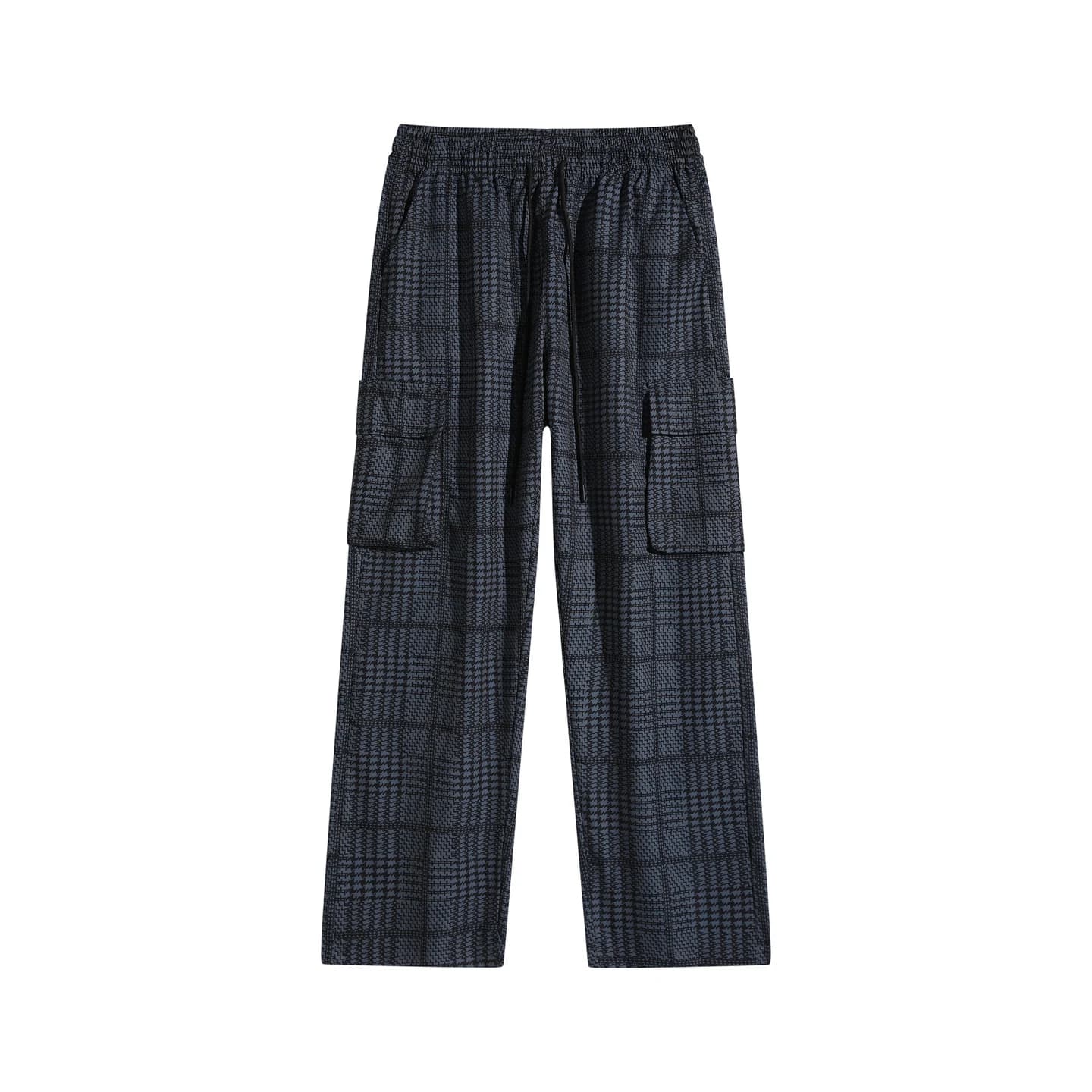 Relaxed Plaid Pants in Navy Plaid, front flat lay