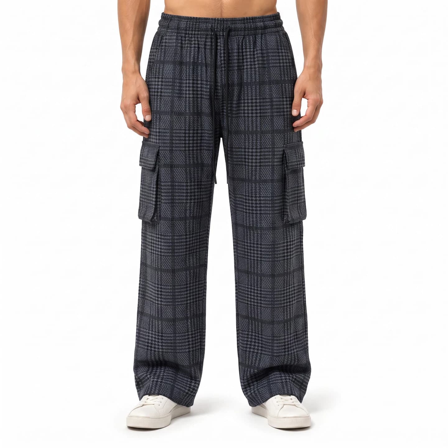 Relaxed Plaid Pants in Navy Plaid, relaxed men's fit
