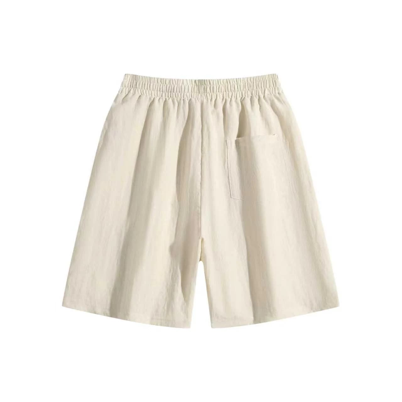 Linen-Look Relaxed Shorts in Ivory, back flat lay
