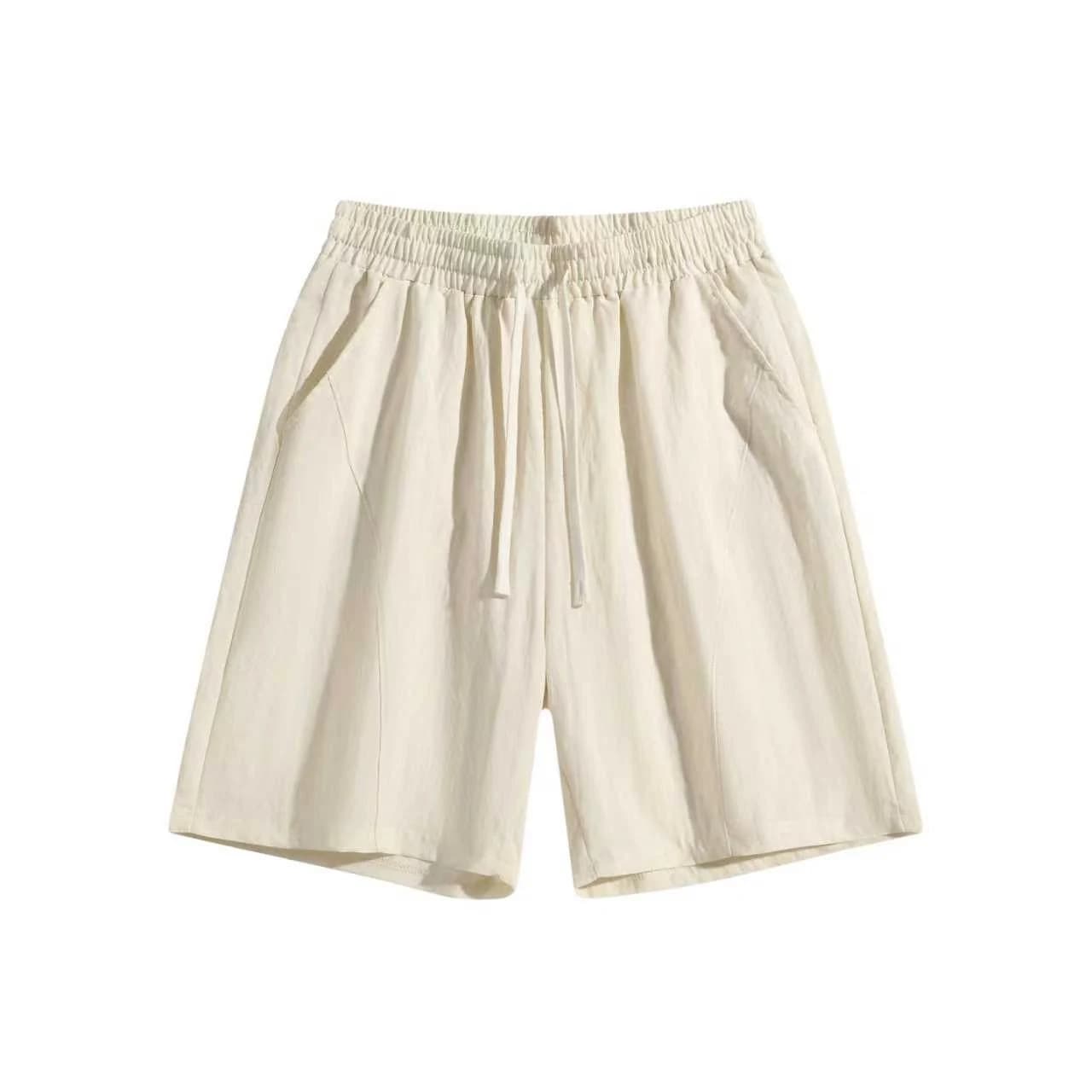 Linen-Look Relaxed Shorts in Ivory, front flat lay