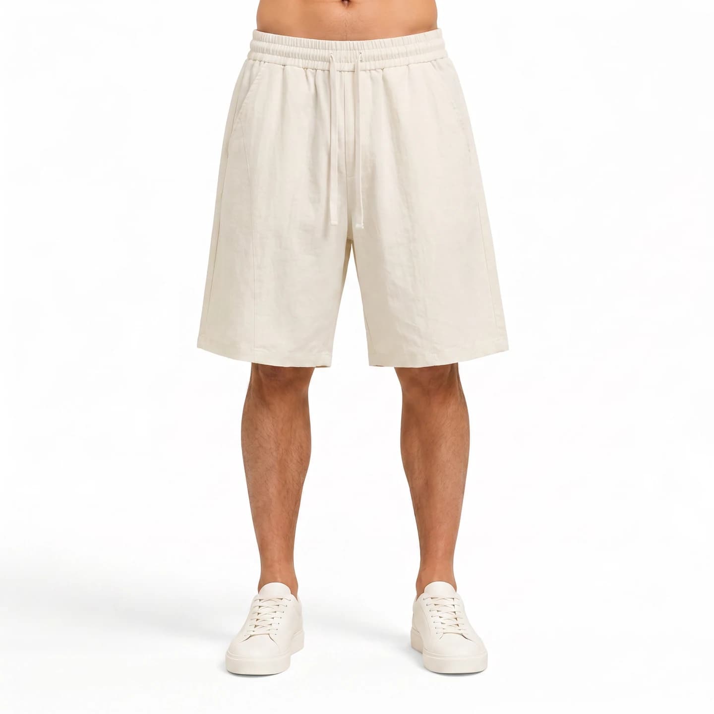Linen-Look Relaxed Shorts in Ivory, relaxed men's fit
