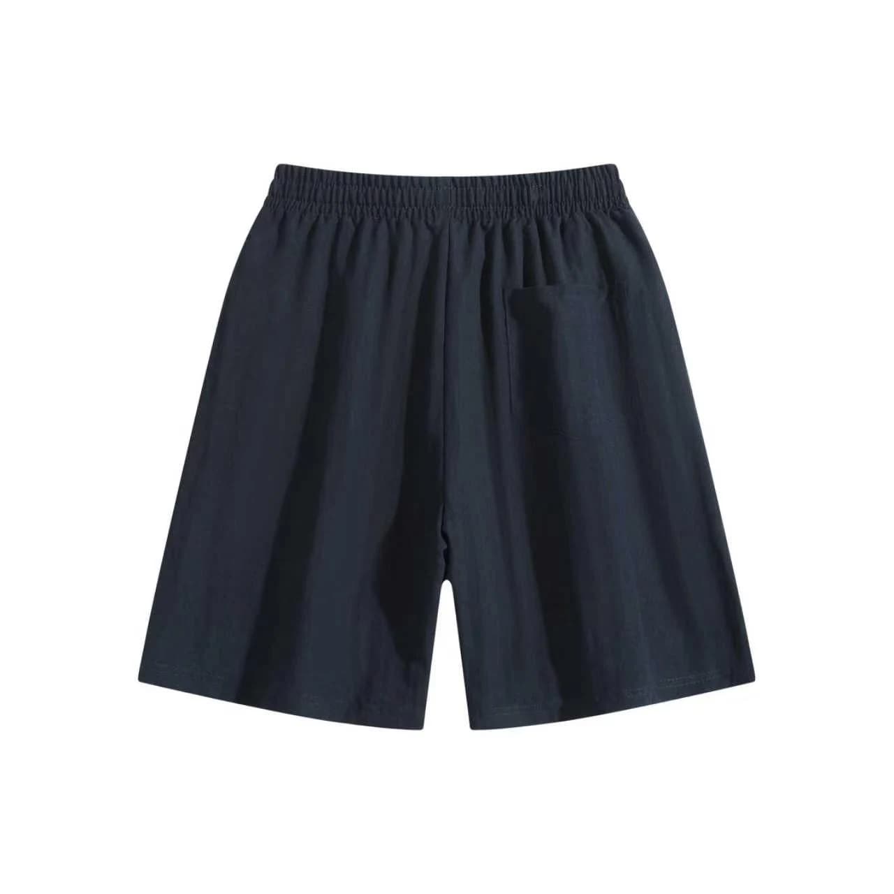 Linen-Look Relaxed Shorts in Navy, back flat lay