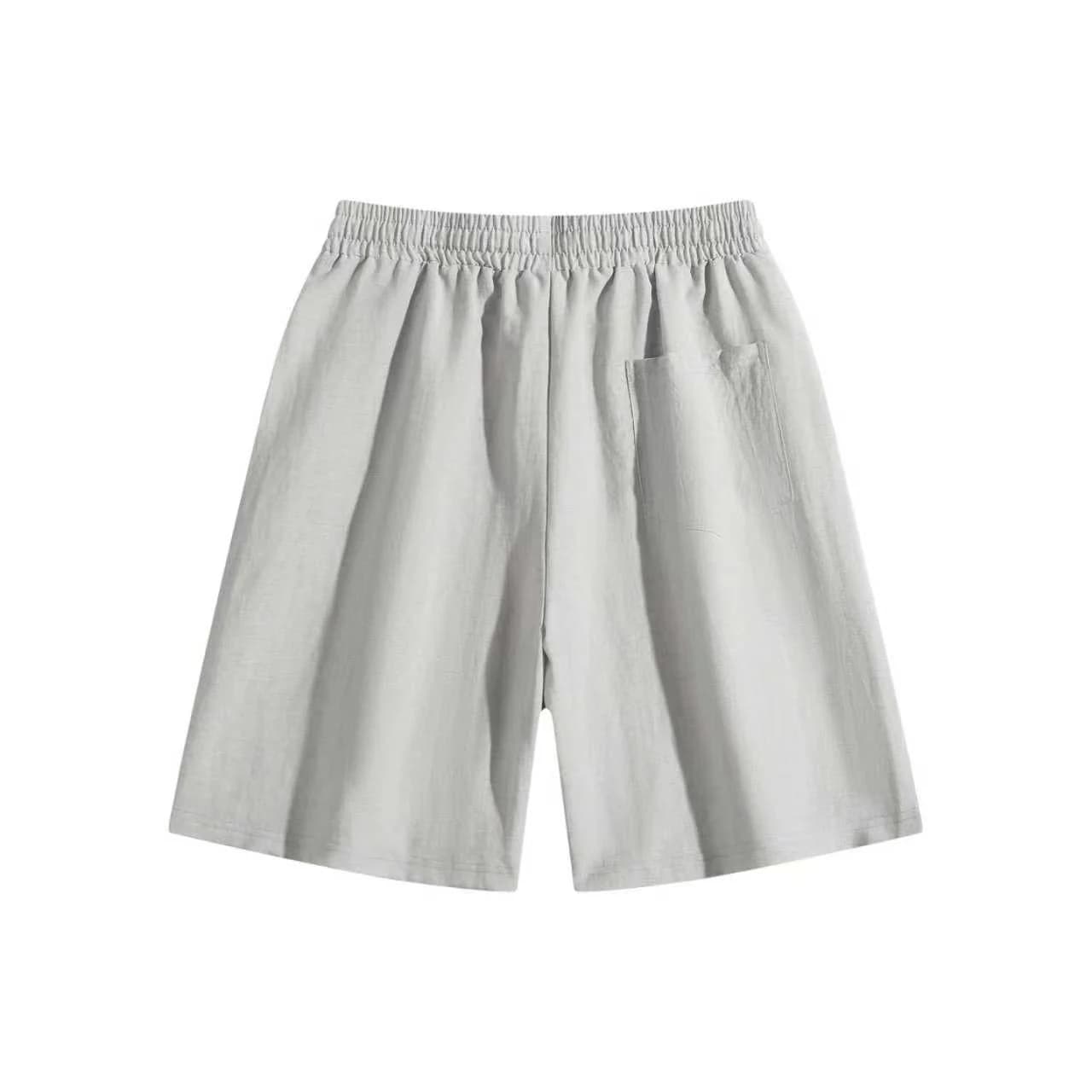 Linen-Look Relaxed Shorts in Silver Gray, back flat lay