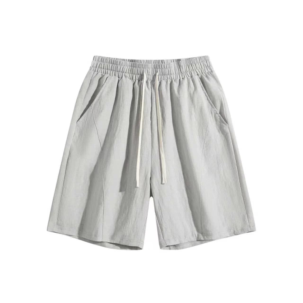 Linen-Look Relaxed Shorts in Silver Gray, front flat lay