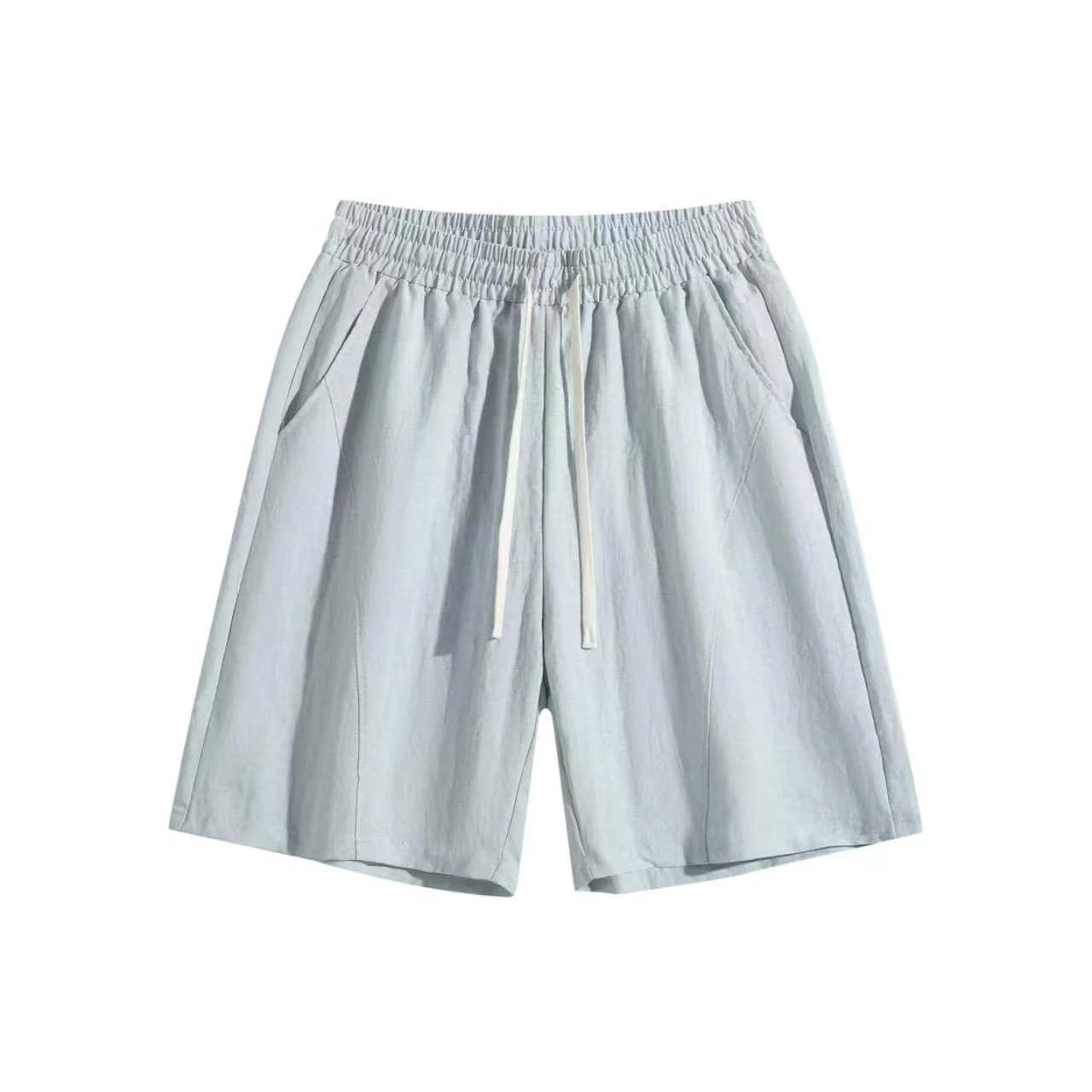 Linen-Look Relaxed Shorts Sky Blue, front flat lay