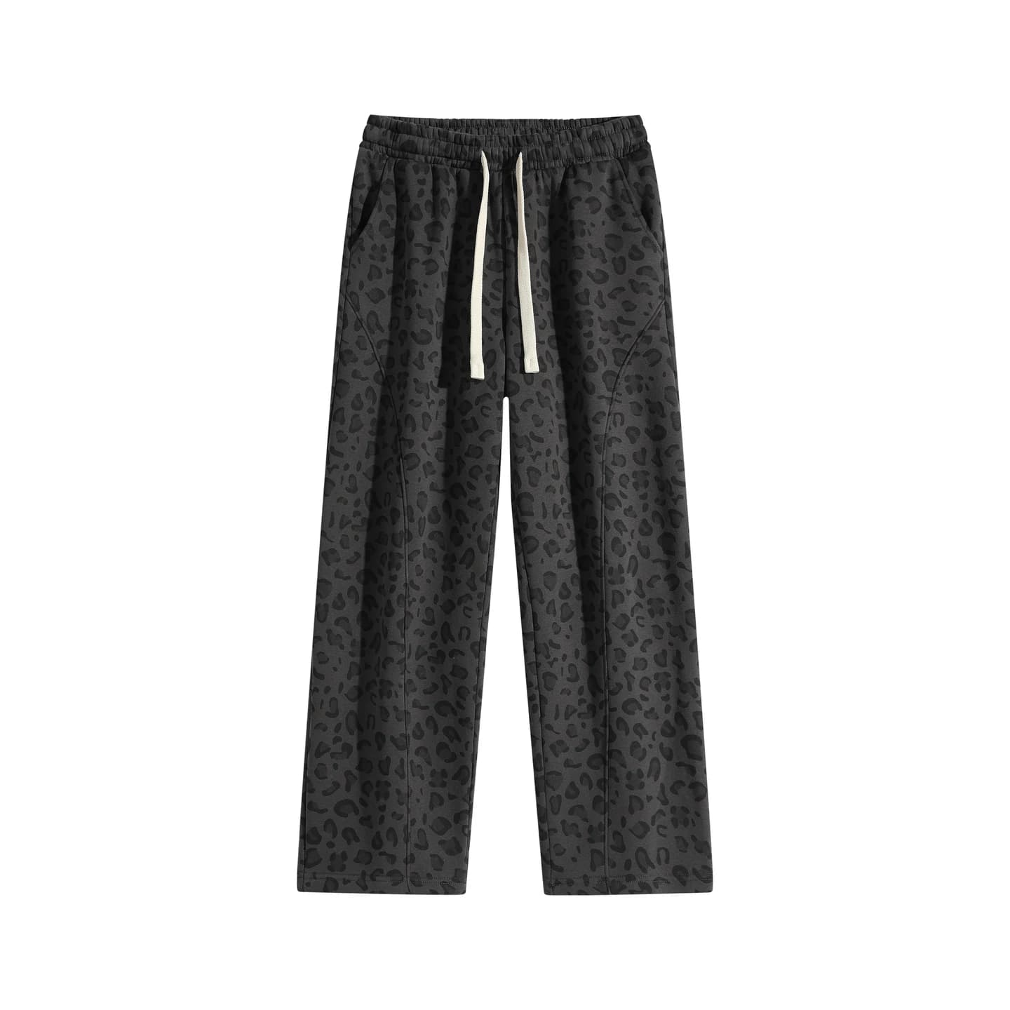 Leopard Print Sweatpants Charcoal Leopard, front flat lay