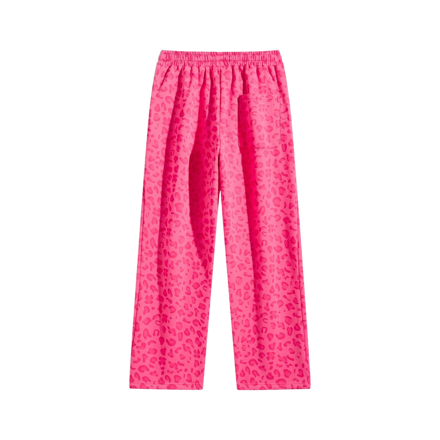 Leopard Print Sweatpants in Hot Pink Leopard, back flat lay