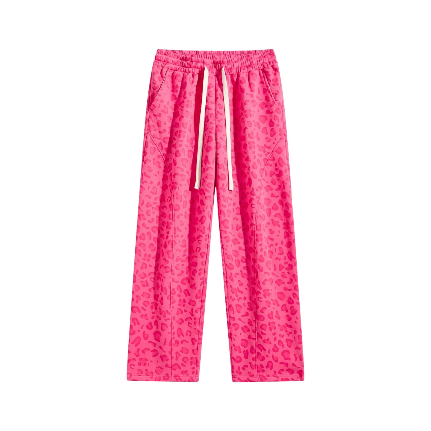 Leopard Print Sweatpants in Hot Pink Leopard, front flat lay