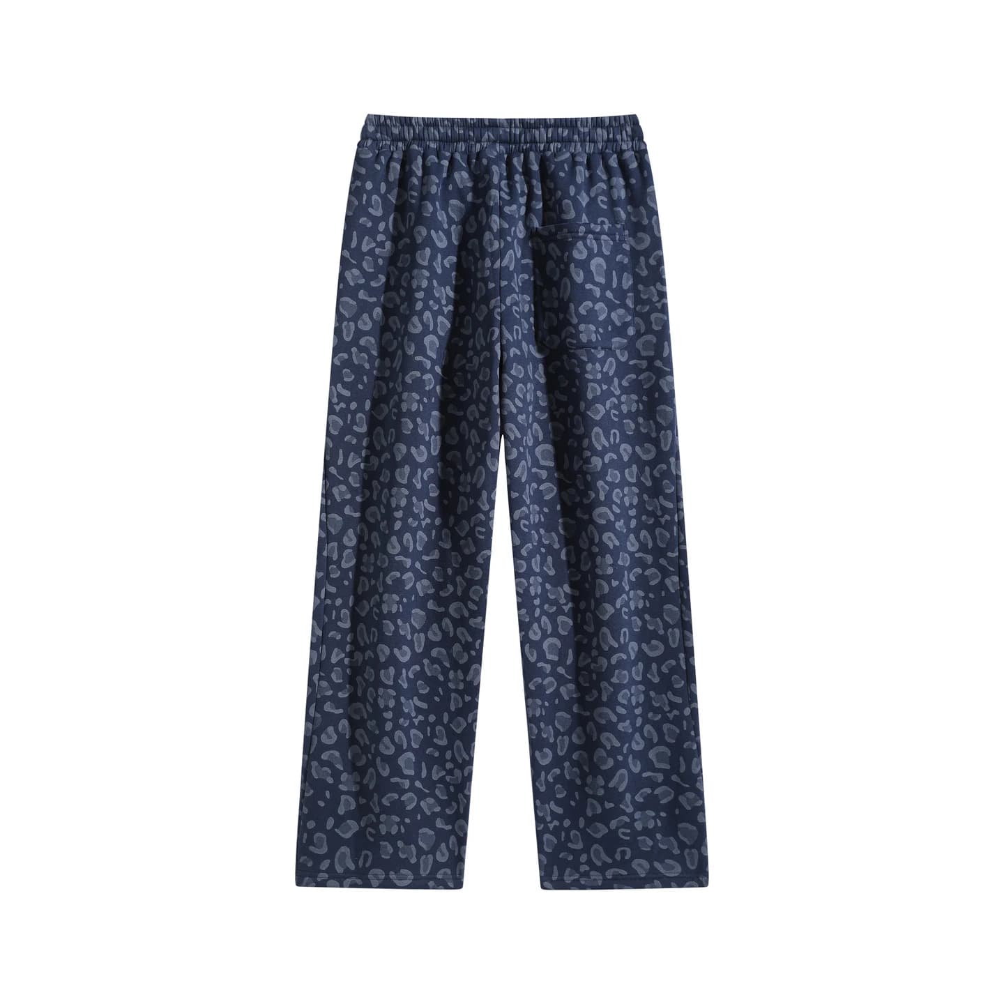 Leopard Print Sweatpants in Navy Leopard, back flat lay