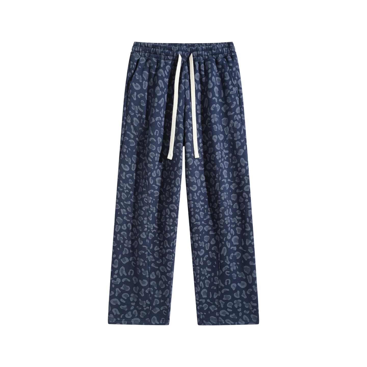 Leopard Print Sweatpants in Navy Leopard, front flat lay