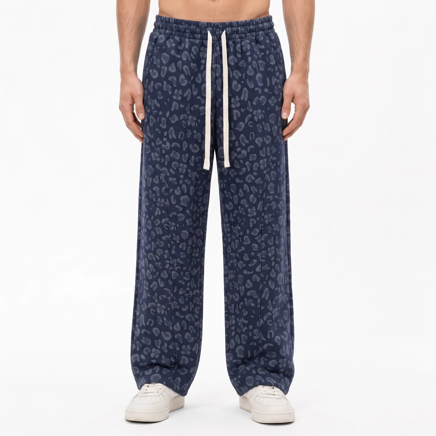 Leopard Print Sweatpants in Navy Leopard, relaxed men's fit