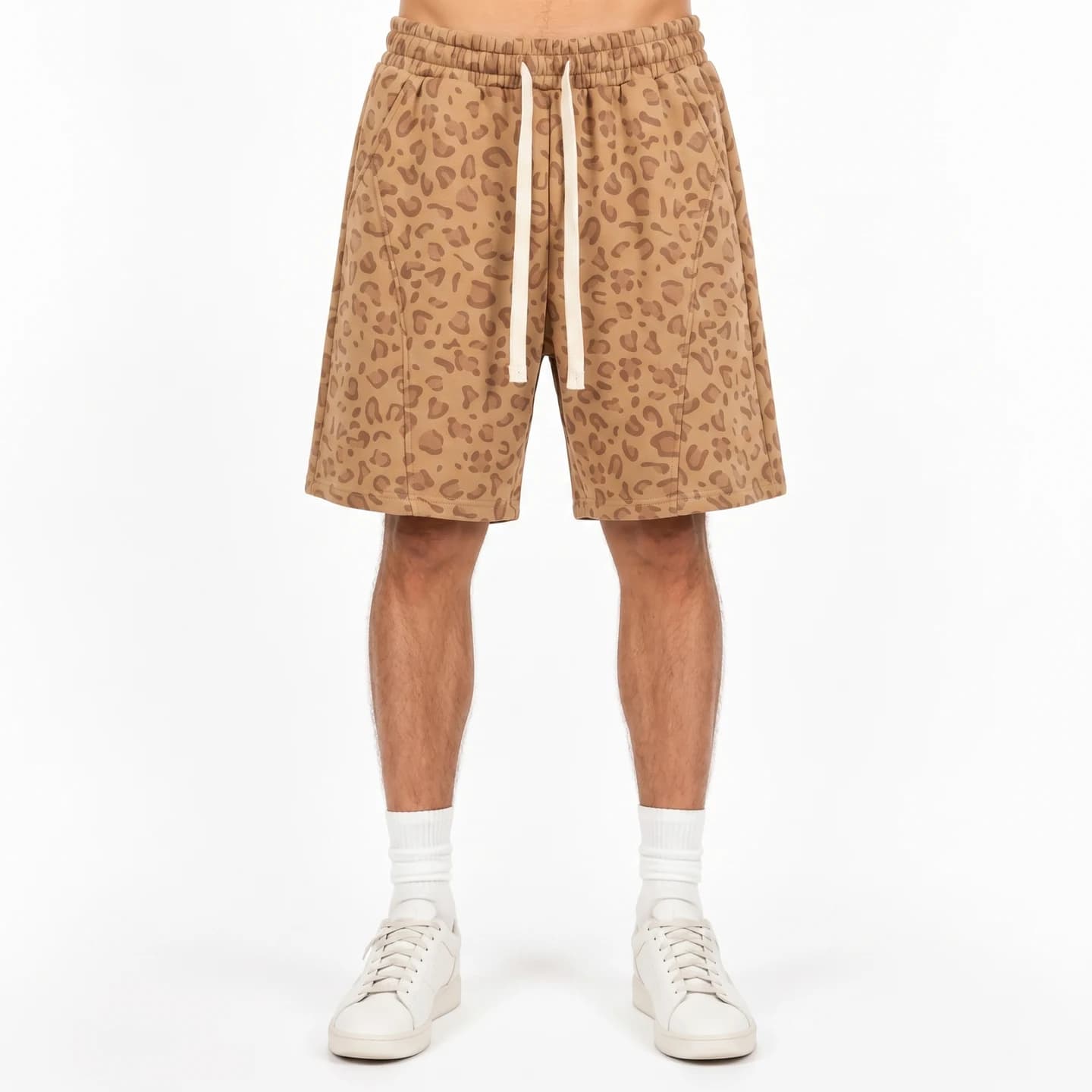 Leopard Print Relaxed Shorts in Khaki Leopard, relaxed men's fit