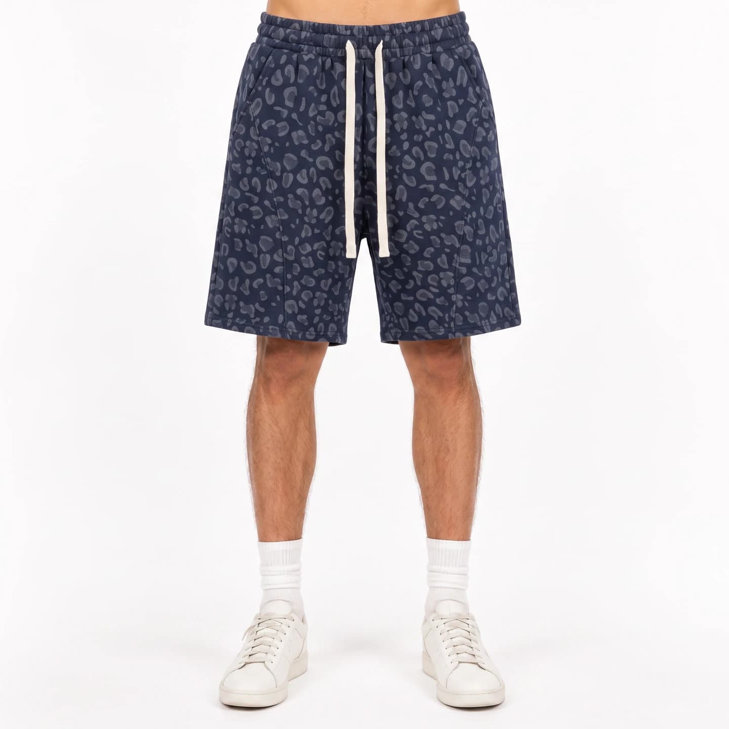 Leopard Print Relaxed Shorts in Navy Leopard, relaxed men's fit