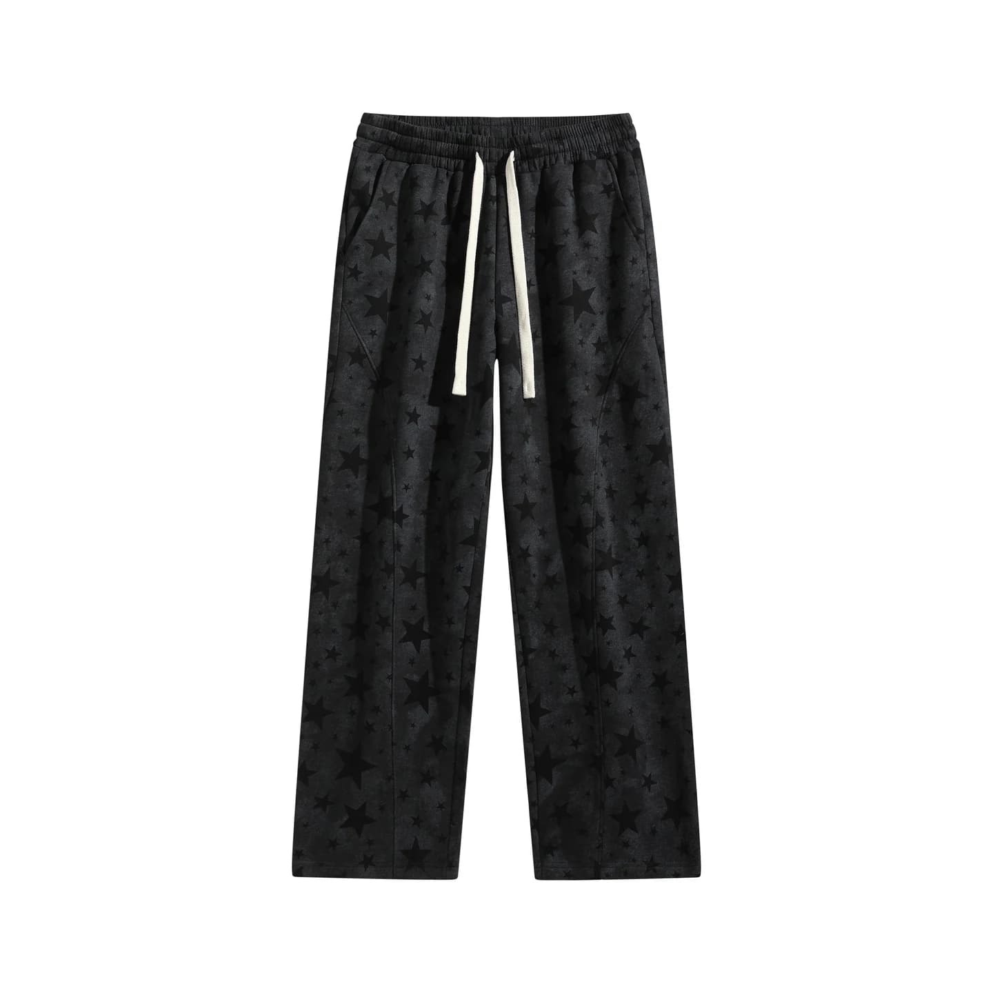 Star Print Sweatpants in Black Star, front flat lay