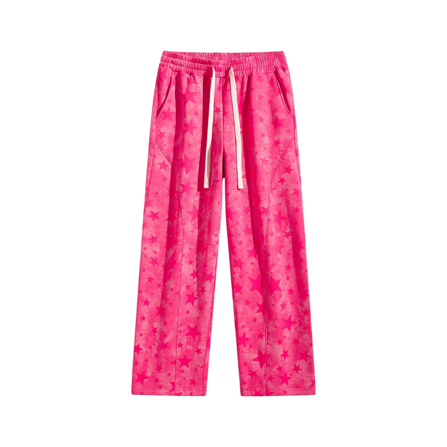 Star Print Sweatpants Hot Pink Star, front flat lay
