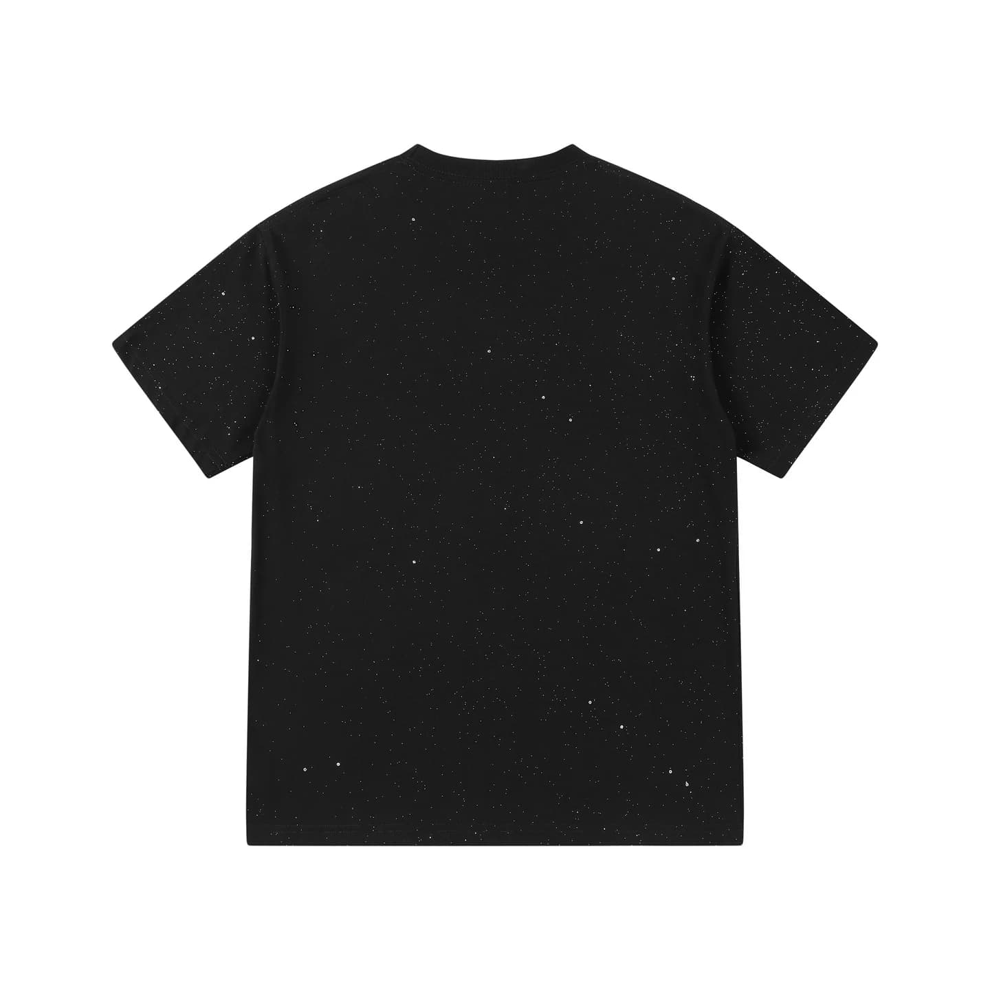 Speckled Short-Sleeve Tee in Black, back flat lay