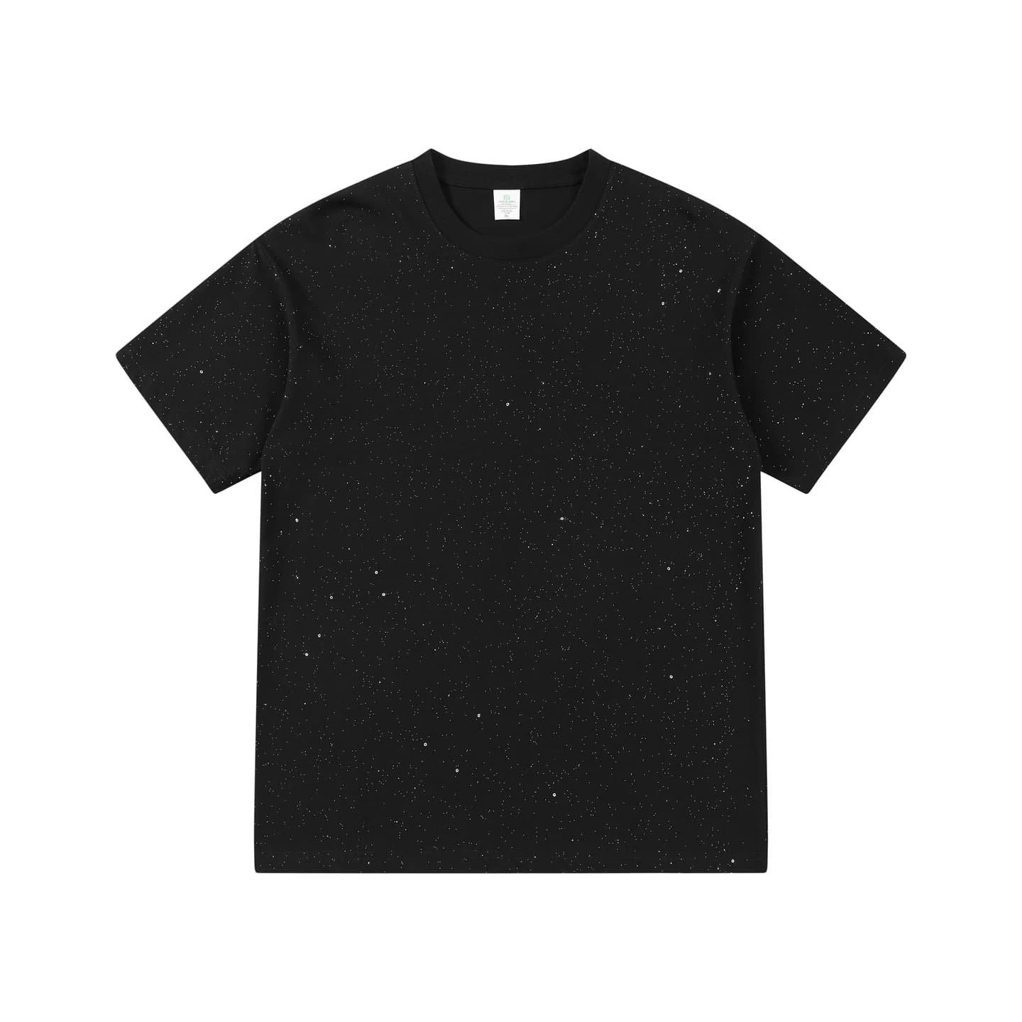 Speckled Short-Sleeve Tee in Black, front flat lay