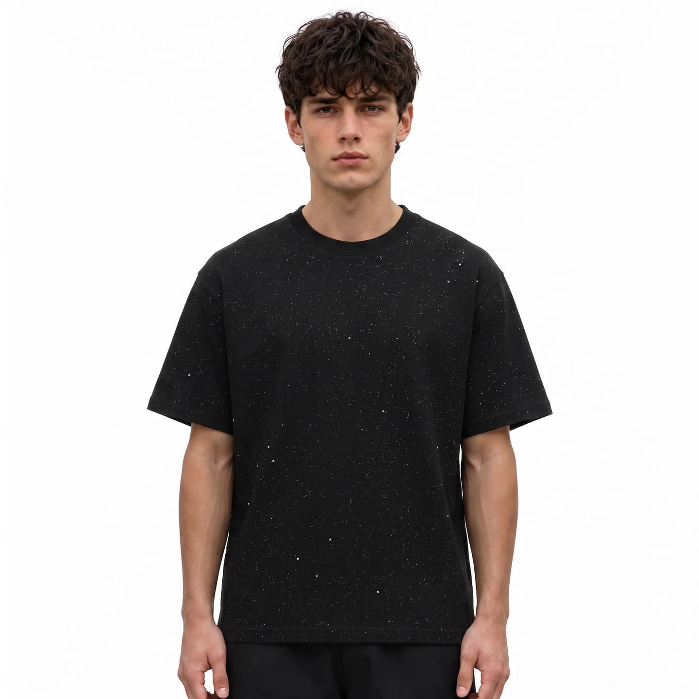 Speckled Short-Sleeve Tee in Black, relaxed men's fit