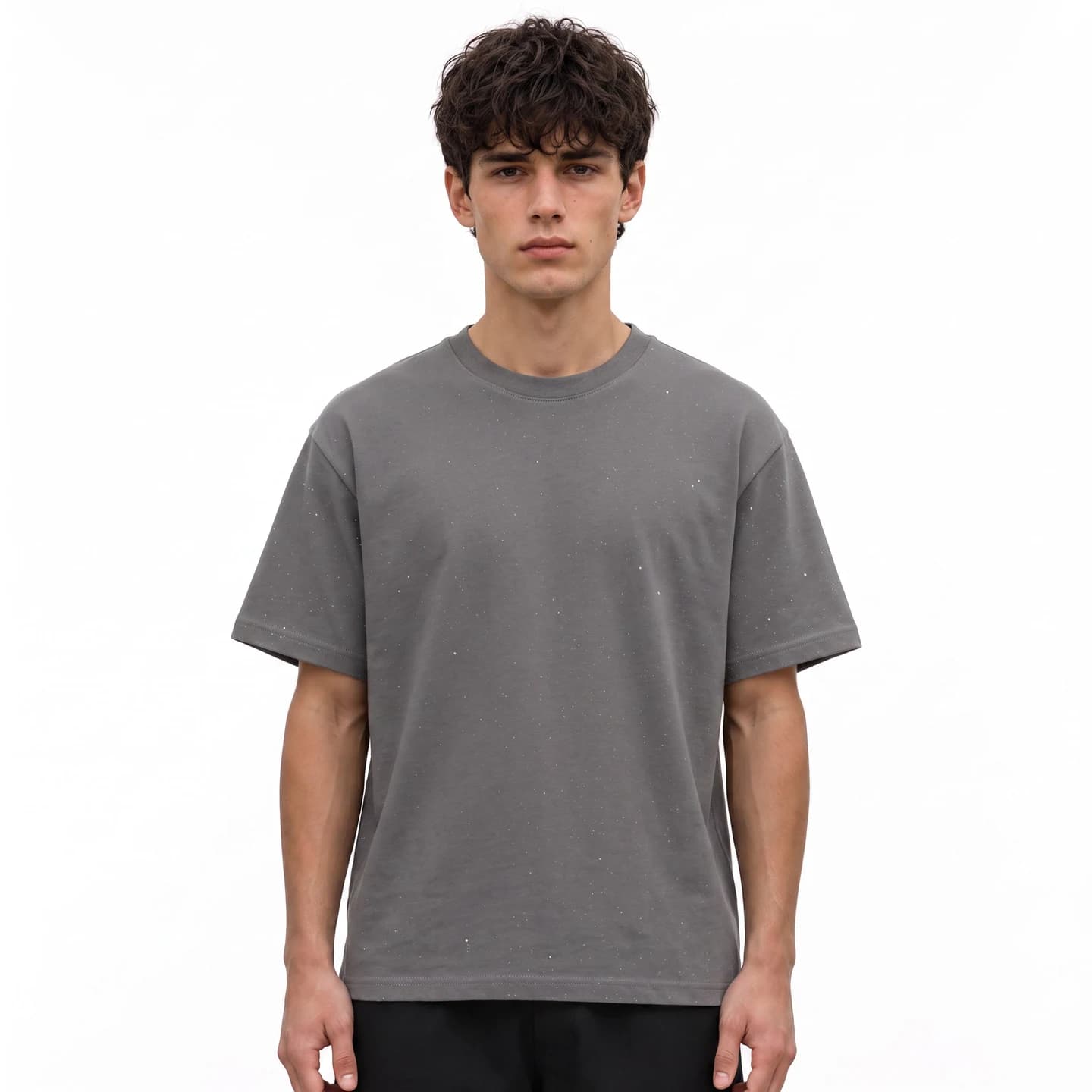 Speckled Short-Sleeve Tee in Iron Gray, relaxed men's fit