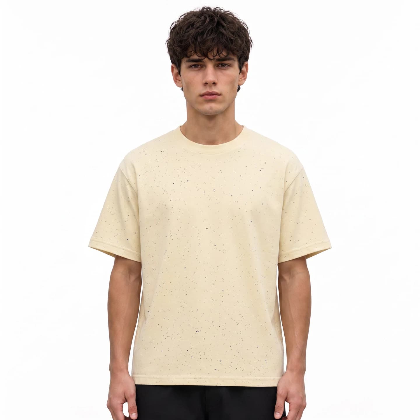 Speckled Short-Sleeve Tee in Ivory, relaxed men's fit
