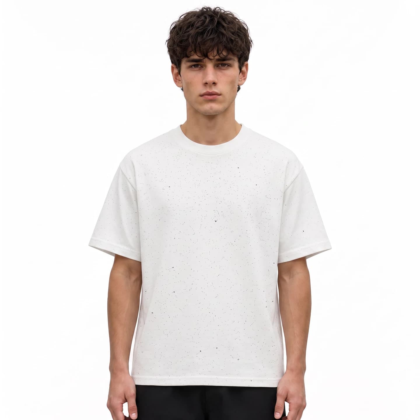 Speckled Short-Sleeve Tee in White, relaxed men's fit