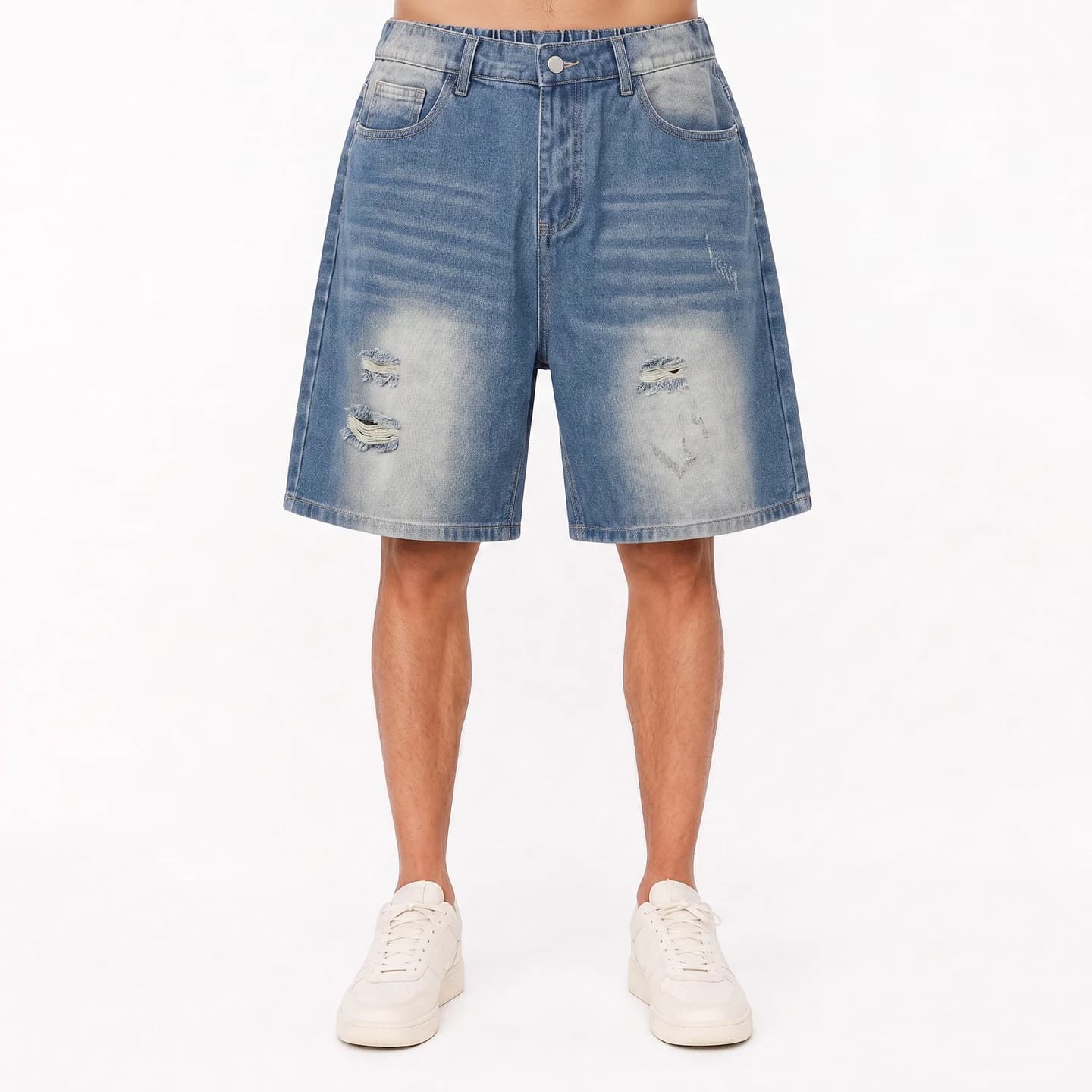Relaxed Denim Shorts in Blue Wash, relaxed men's fit