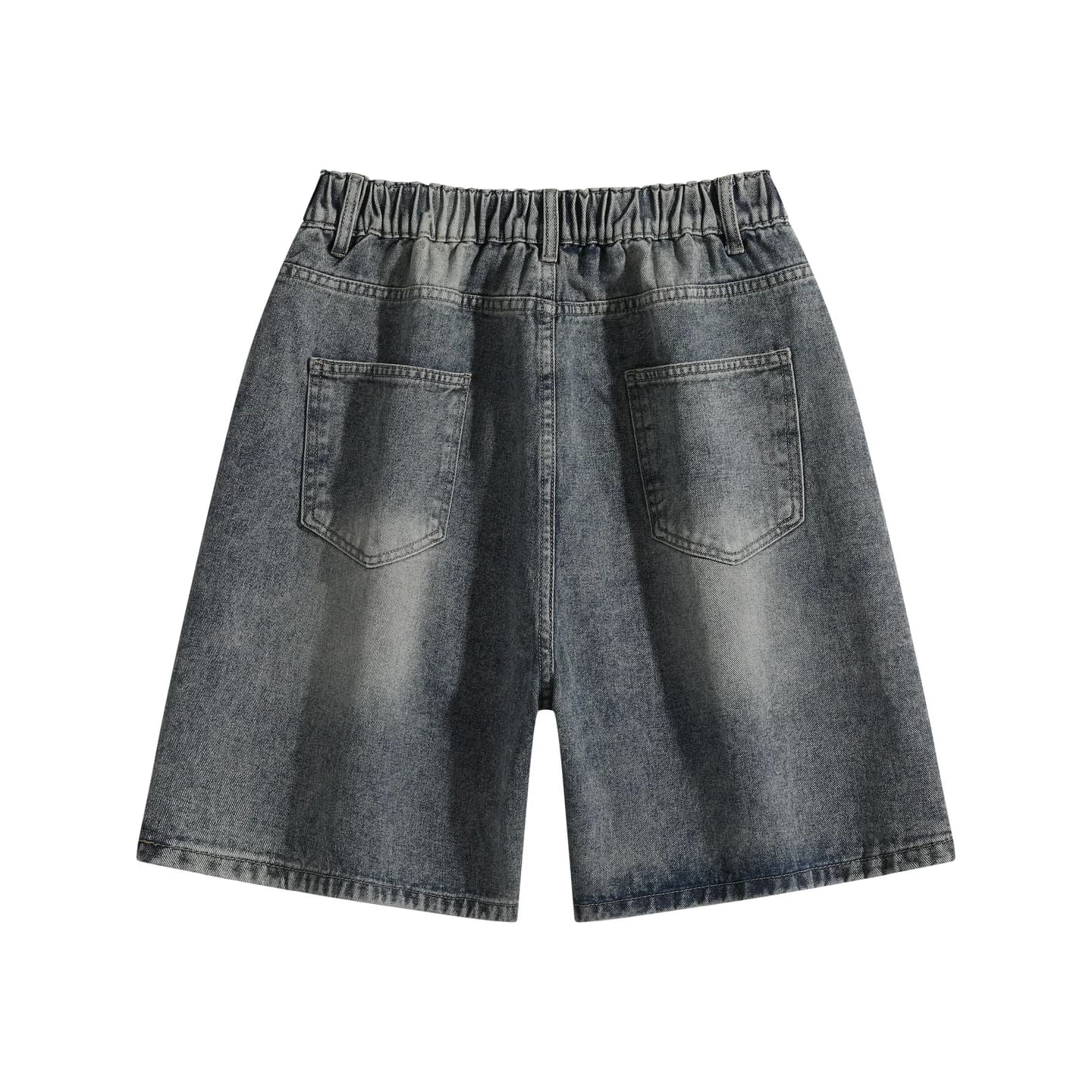 Relaxed Denim Shorts in Vintage Blue, back flat lay