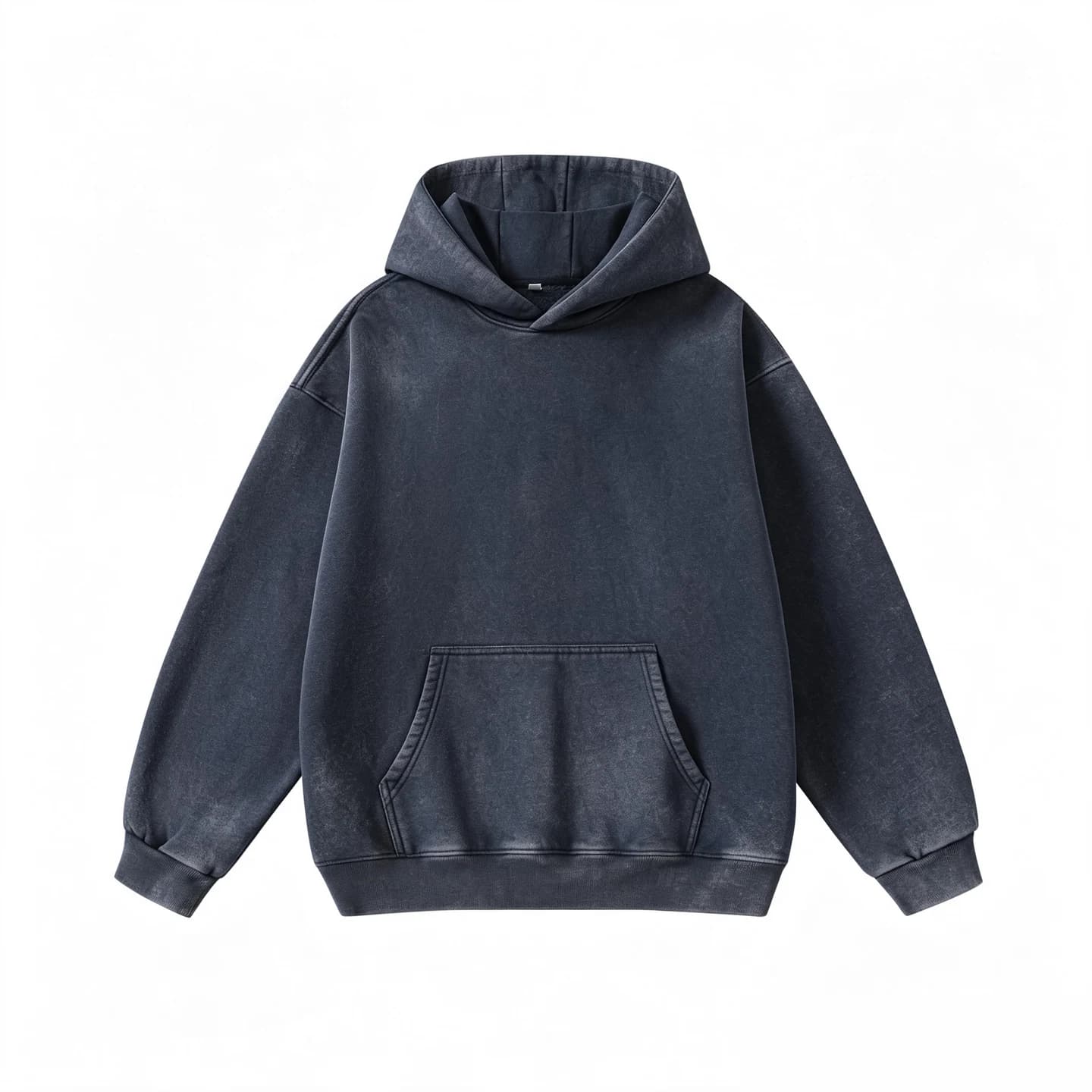 Washed Relaxed Pullover Hoodie in Navy, front flat lay