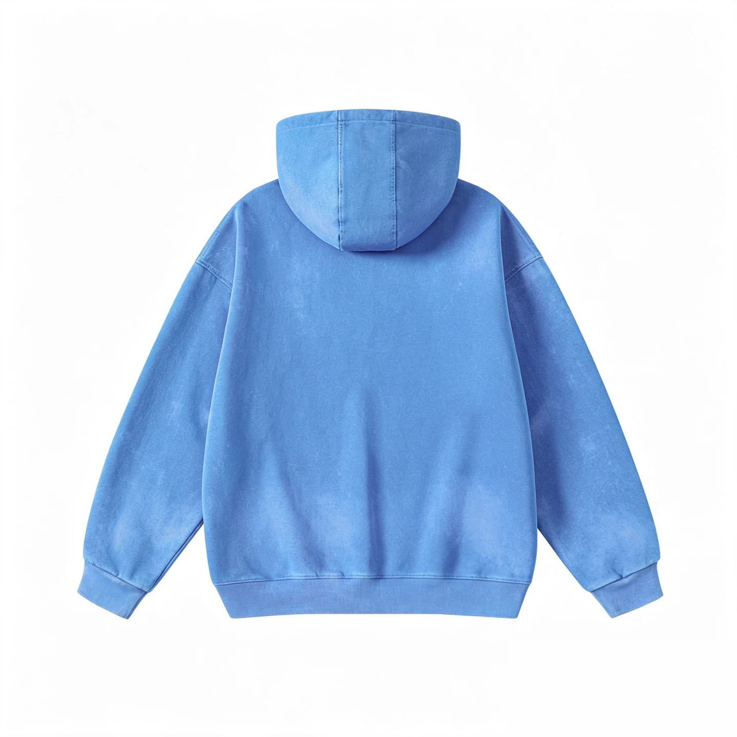 Washed Relaxed Pullover Hoodie in Royal Blue, back flat lay