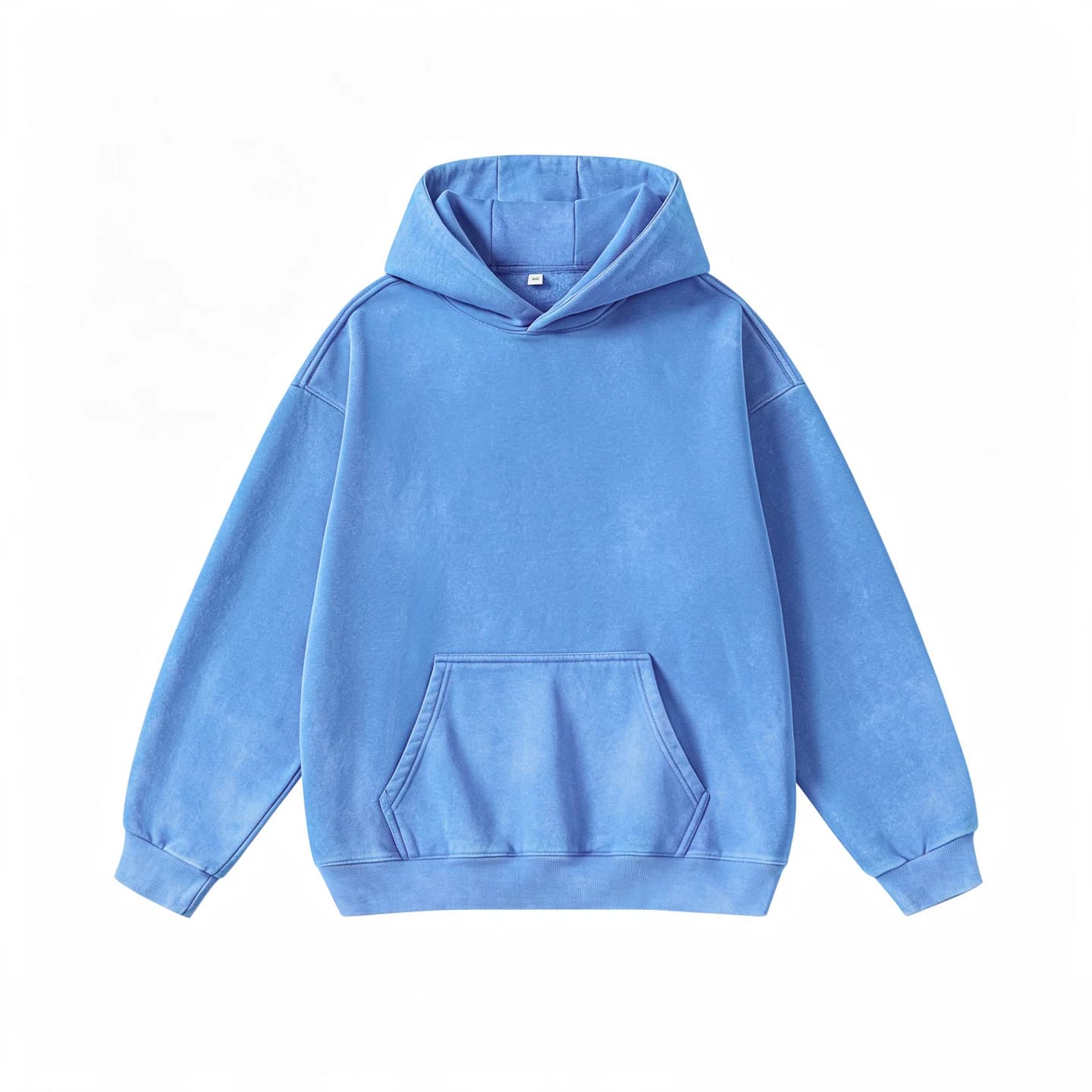 Washed Relaxed Pullover Hoodie in Royal Blue, front flat lay