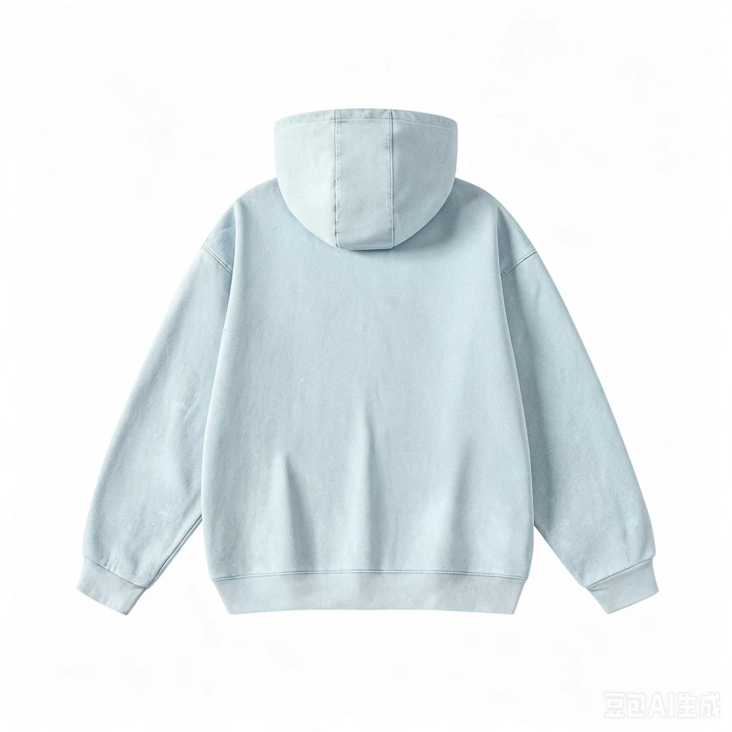 Washed Relaxed Pullover Hoodie in Sky Blue, back flat lay