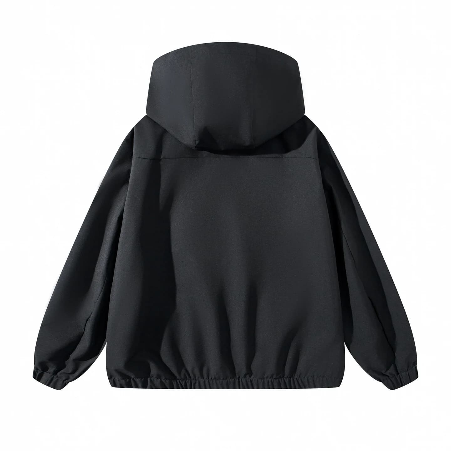Everyday Hooded Zip Jacket in Black, back flat lay