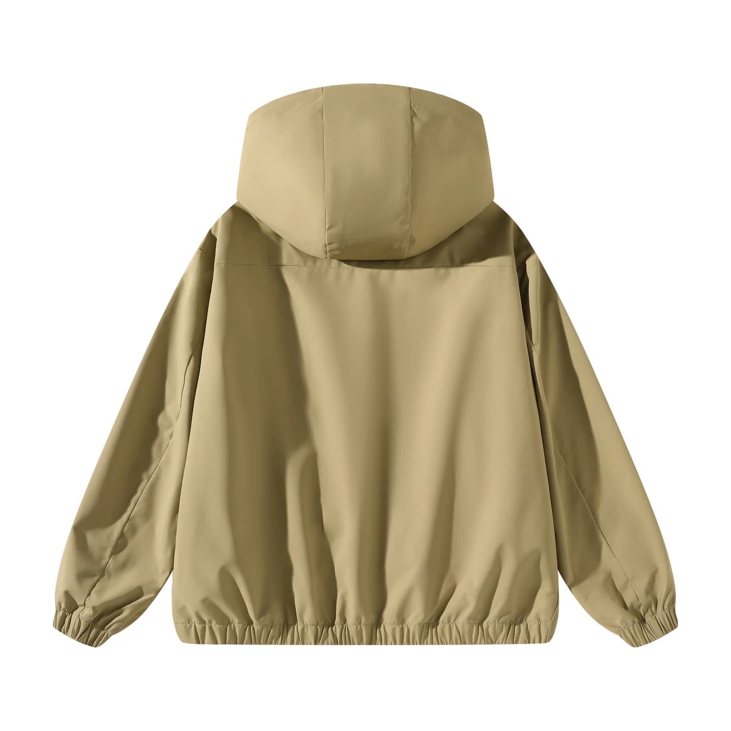 Everyday Hooded Zip Jacket in Khaki, back flat lay