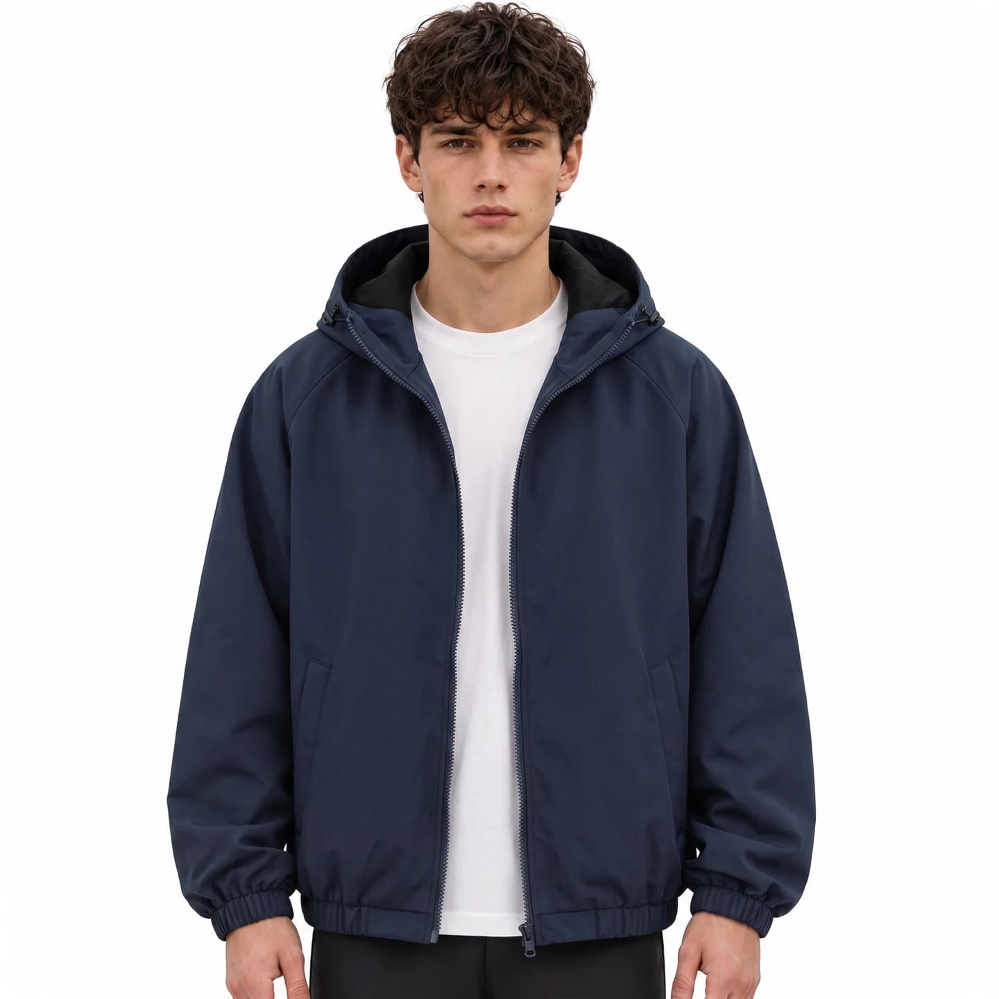 Everyday Hooded Zip Jacket in Navy, relaxed men's fit