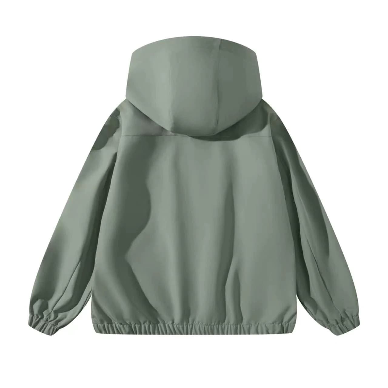Everyday Hooded Zip Jacket in Sage Green, back flat lay