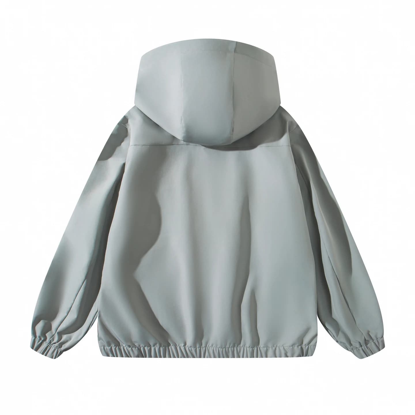 Everyday Hooded Zip Jacket in Silver Gray, back flat lay