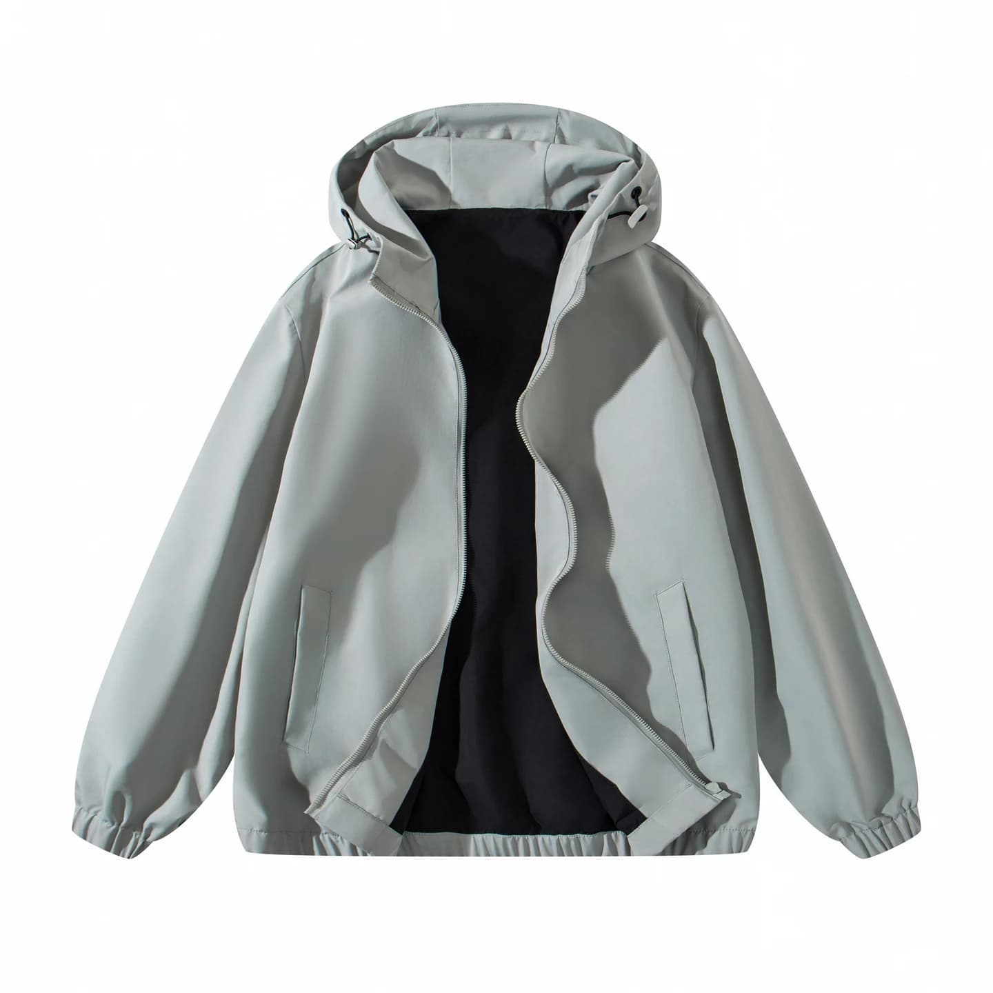 Everyday Hooded Zip Jacket in Silver Gray, front flat lay