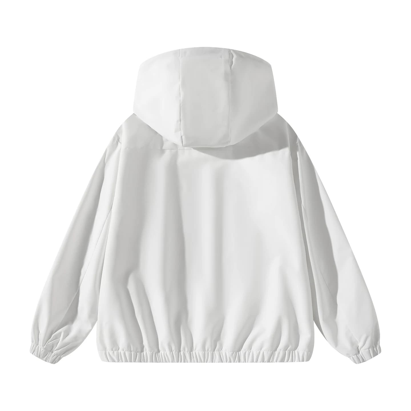 Everyday Hooded Zip Jacket in White, back flat lay